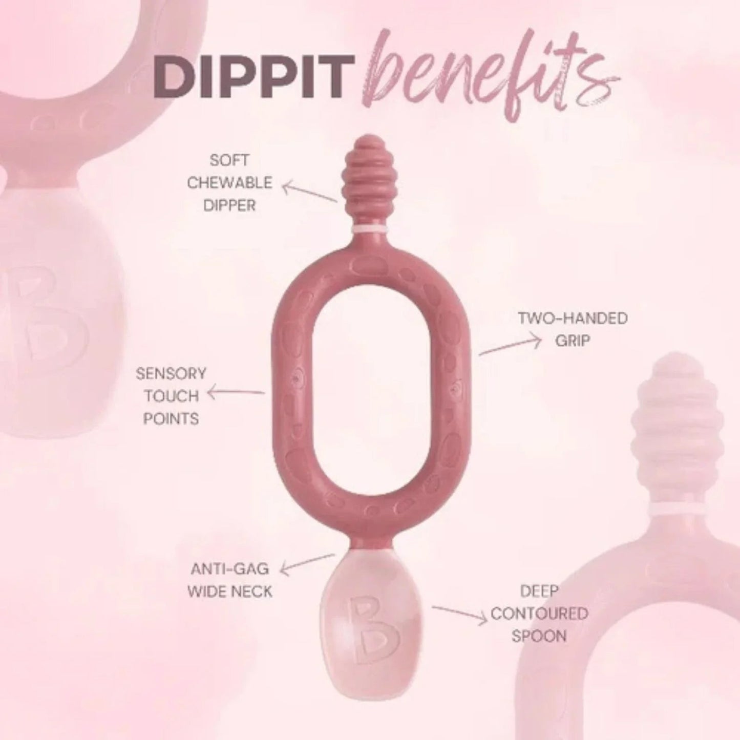 Bibado Dippit Baby Weaning Spoons 6+ months Pack of 2 - Fawn - mezetto ebebek ebebek