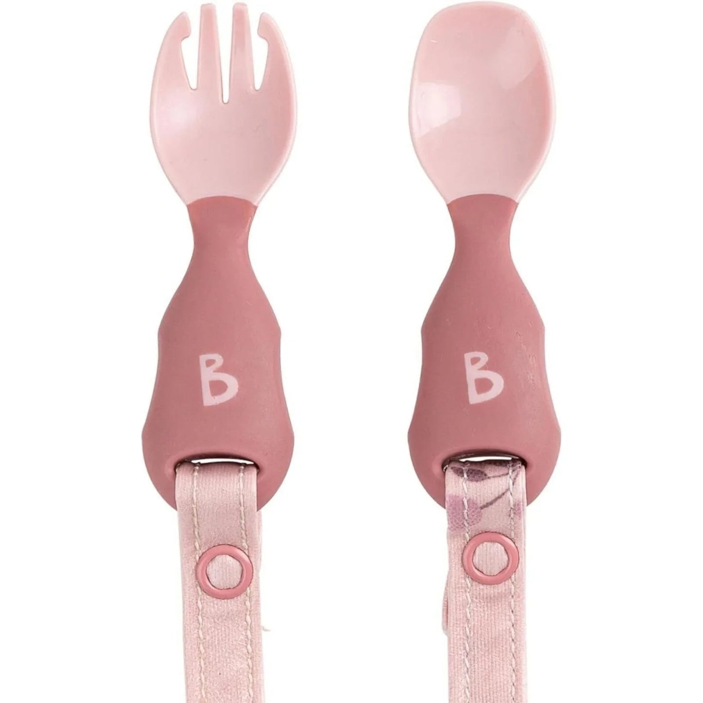 Bibado Handi Cutlery Attachable Weaning Cutlery Set 6+ months Pack of 2 - Blush - mezetto ebebek ebebek
