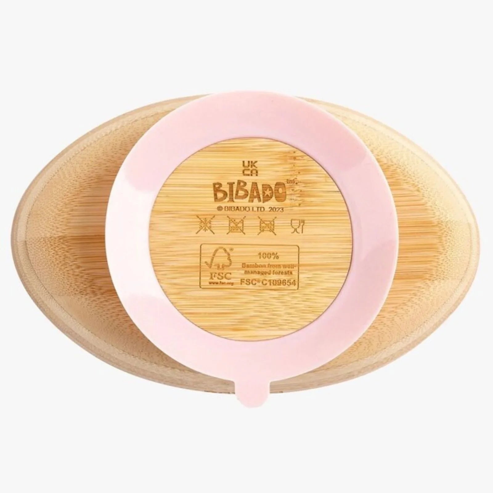 Bibado Natural Bamboo Suction Bowl - Blush - mezetto ebebek ebebek