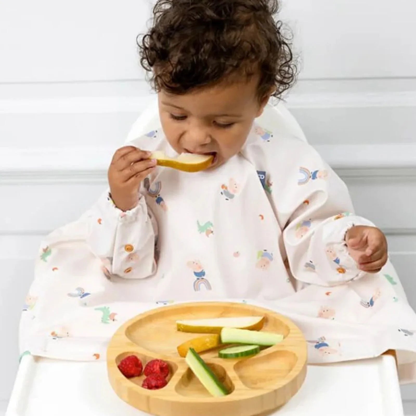 Bibado Natural Bamboo Suction Divider Plate - Fawn - mezetto ebebek ebebek