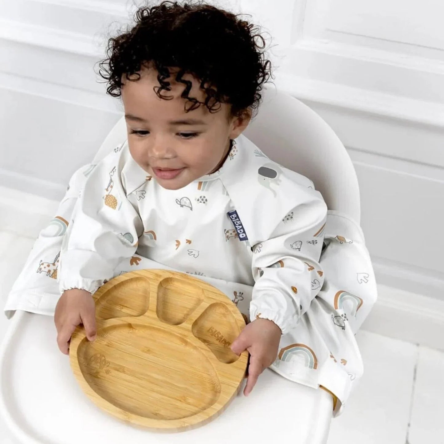 Bibado Natural Bamboo Suction Divider Plate - Fawn - mezetto ebebek ebebek