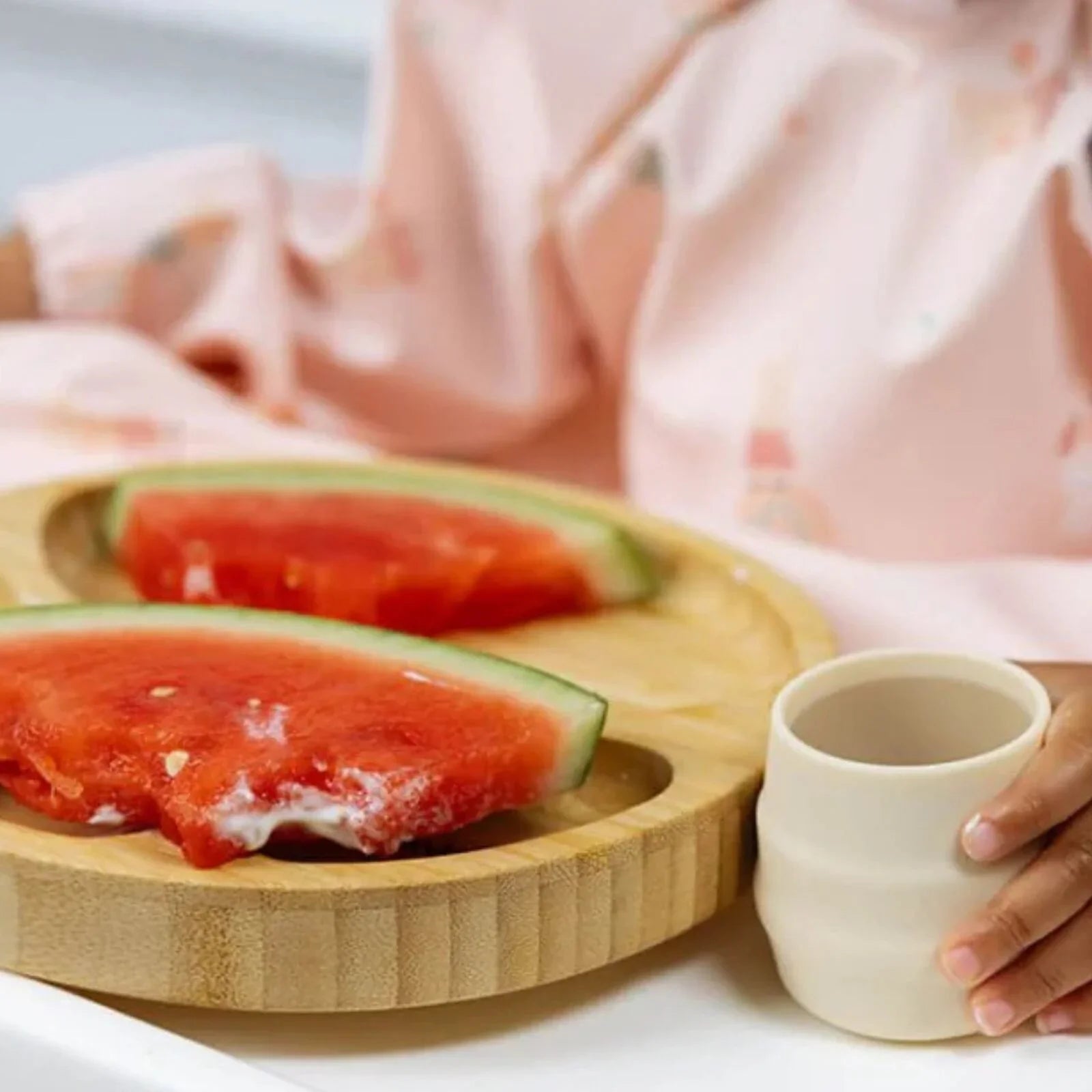 Bibado Natural Bamboo Suction Divider Plate - Fawn - mezetto ebebek ebebek