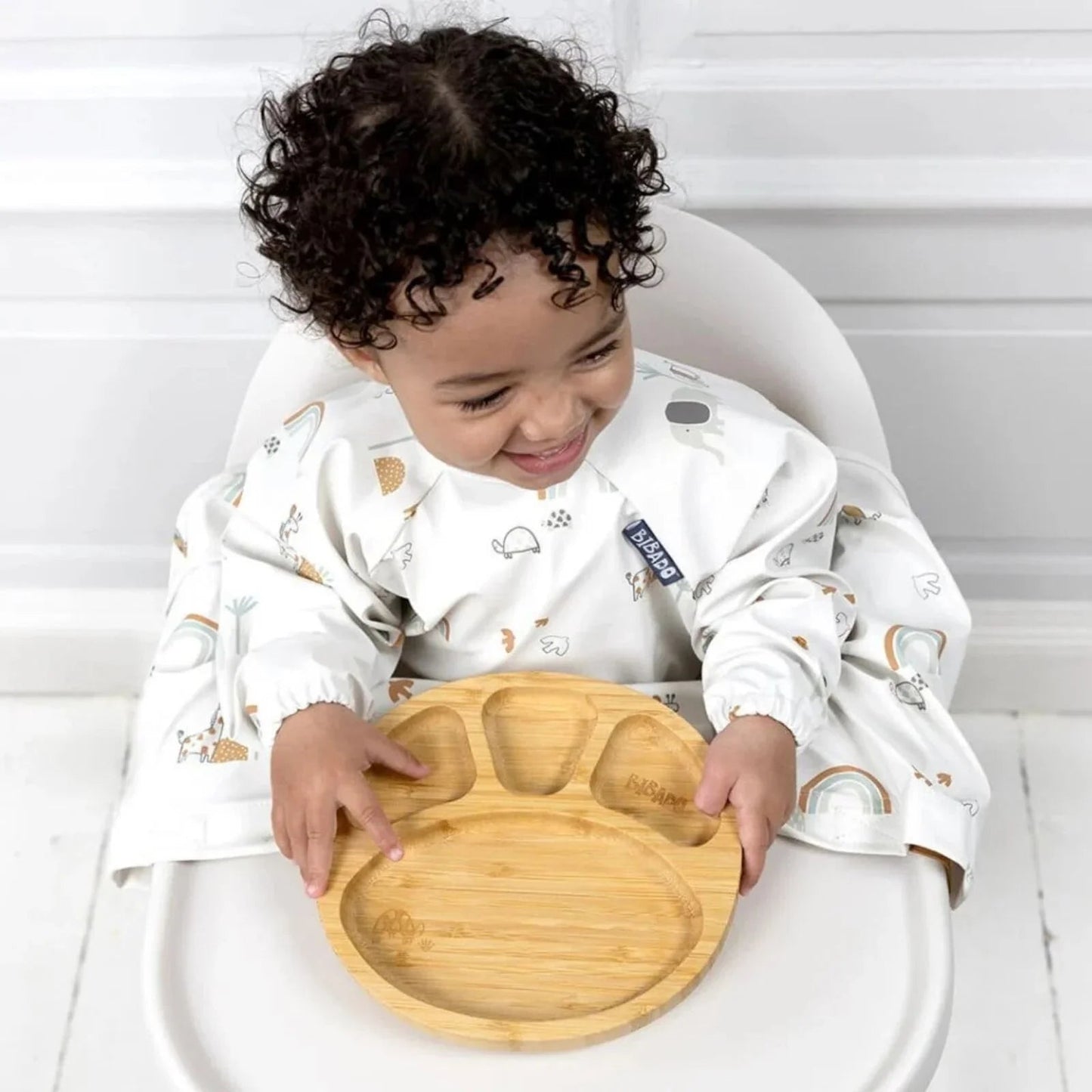 Bibado Natural Bamboo Suction Divider Plate - Fawn - mezetto ebebek ebebek