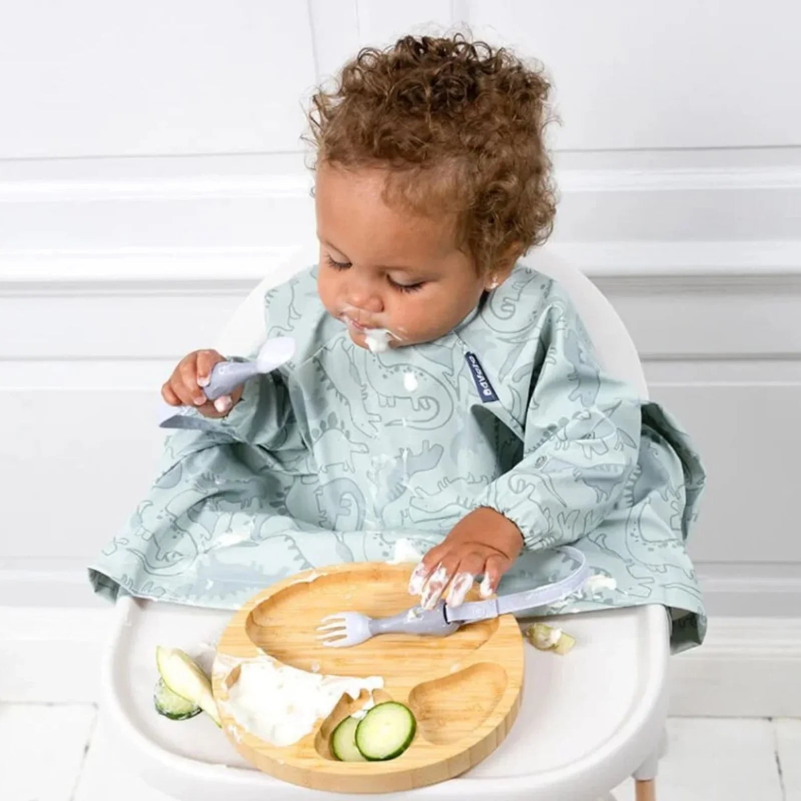 Bibado Natural Bamboo Suction Divider Plate - Mist - mezetto ebebek ebebek