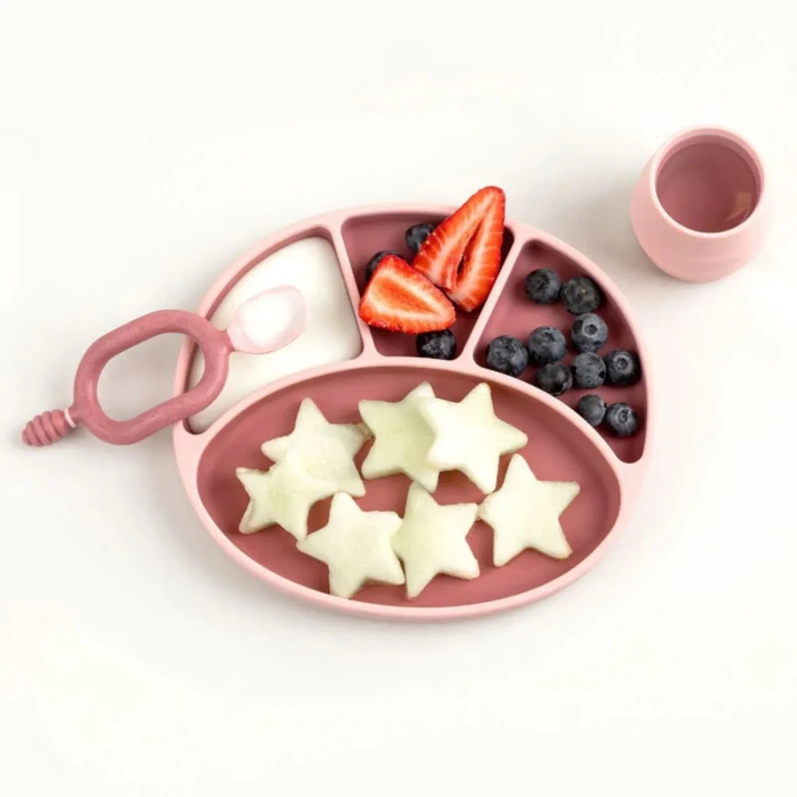 Bibado Silicone Suction Divider Plate - Blush - mezetto ebebek ebebek