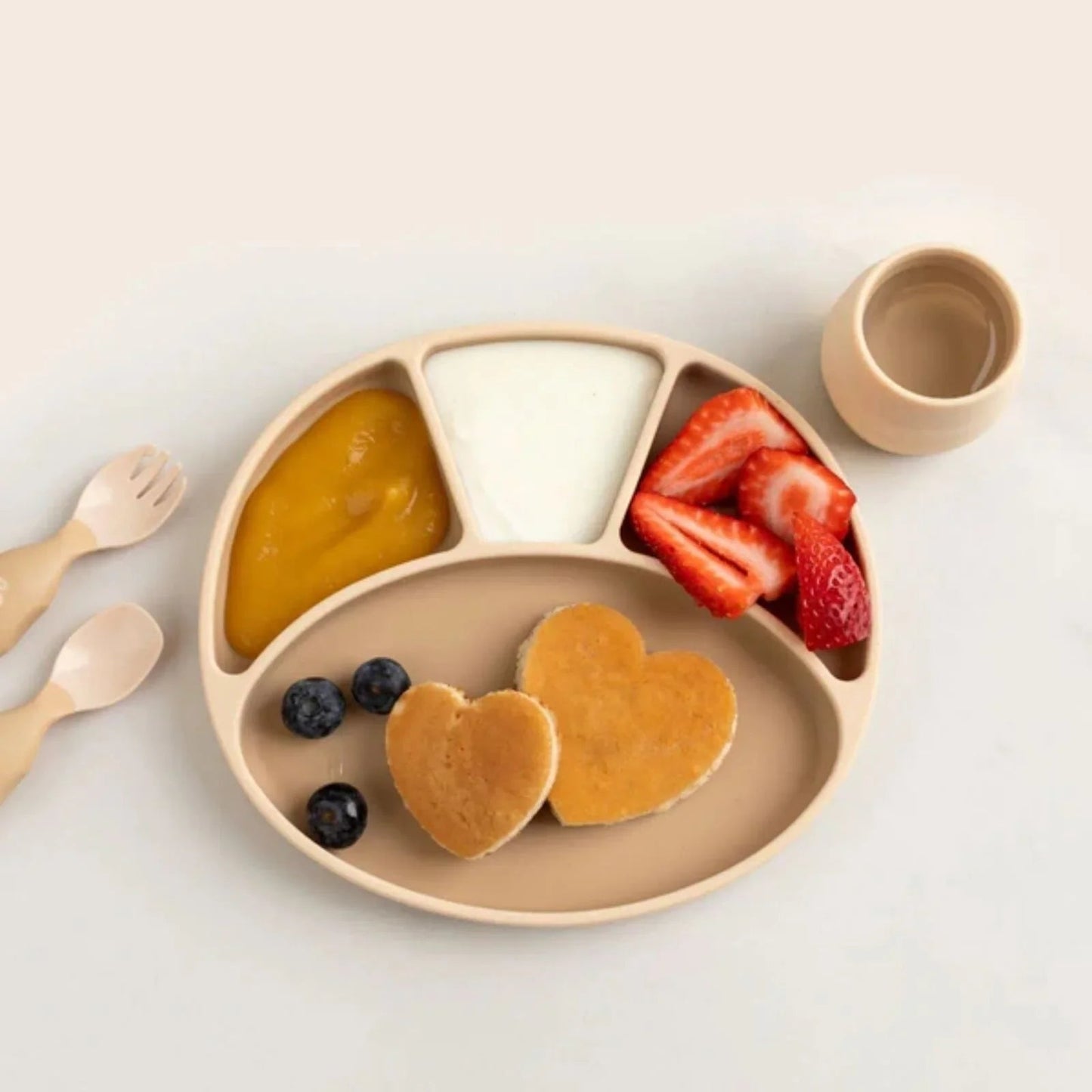 Bibado Silicone Suction Divider Plate - Fawn - mezetto ebebek ebebek