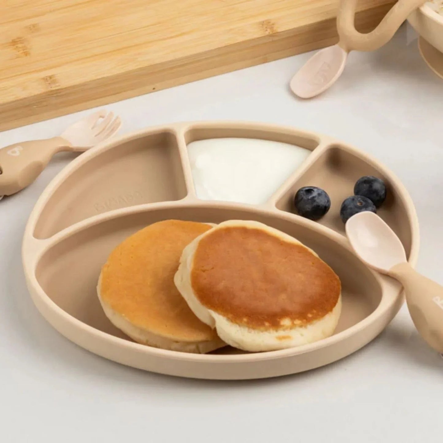 Bibado Silicone Suction Divider Plate - Fawn - mezetto ebebek ebebek