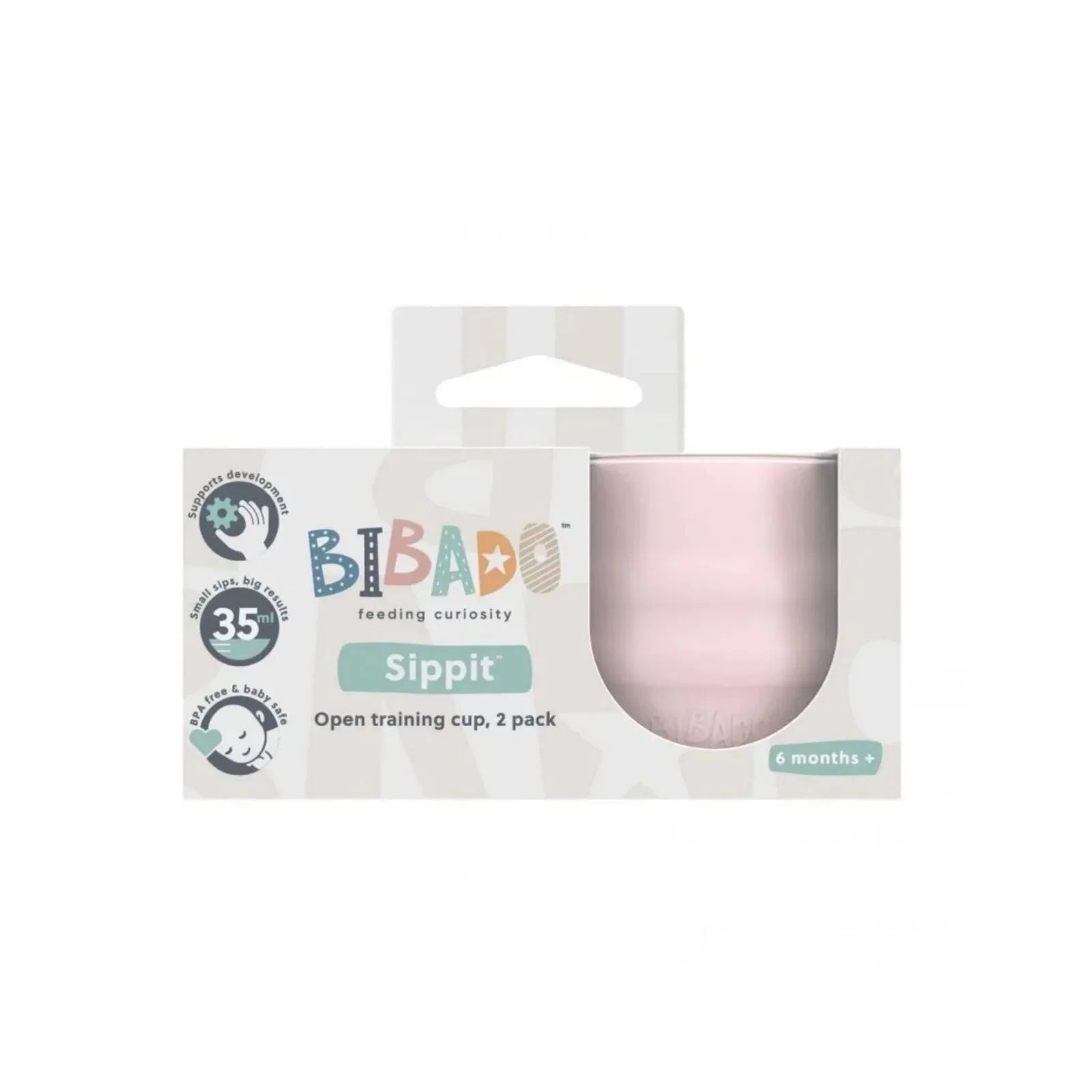 Bibado Sippit Silicone Open Training Cup 6+ months Pack of 2 - Blush - mezetto ebebek ebebek