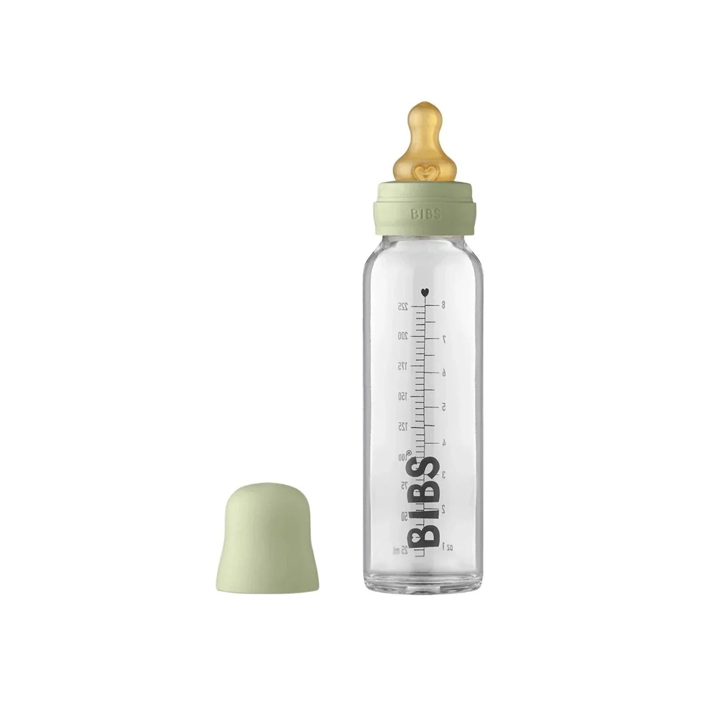 BIBS Baby Glass Bottle Complete Set Latex 225ml - Sage - mezetto Baby - Bottles ebebek