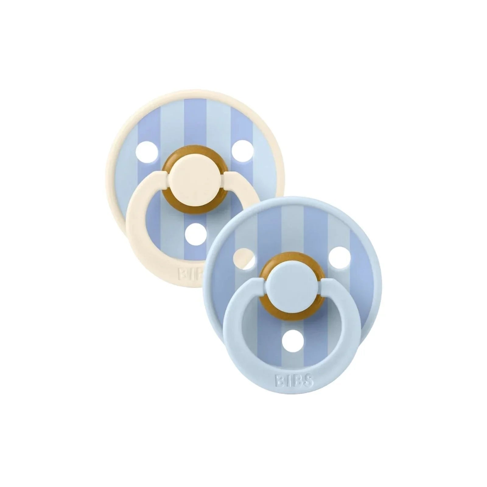 BIBS Block Latex Soothers 6+ months Pack of 2 - Baby Blue & Dusty Blue - mezetto ebebek ebebek