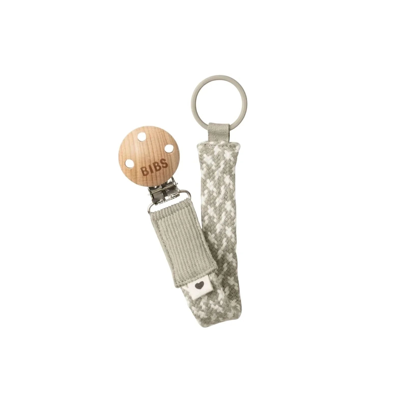 BIBS Pacifier Clip Braided - Sand & Ivory - mezetto ebebek ebebek