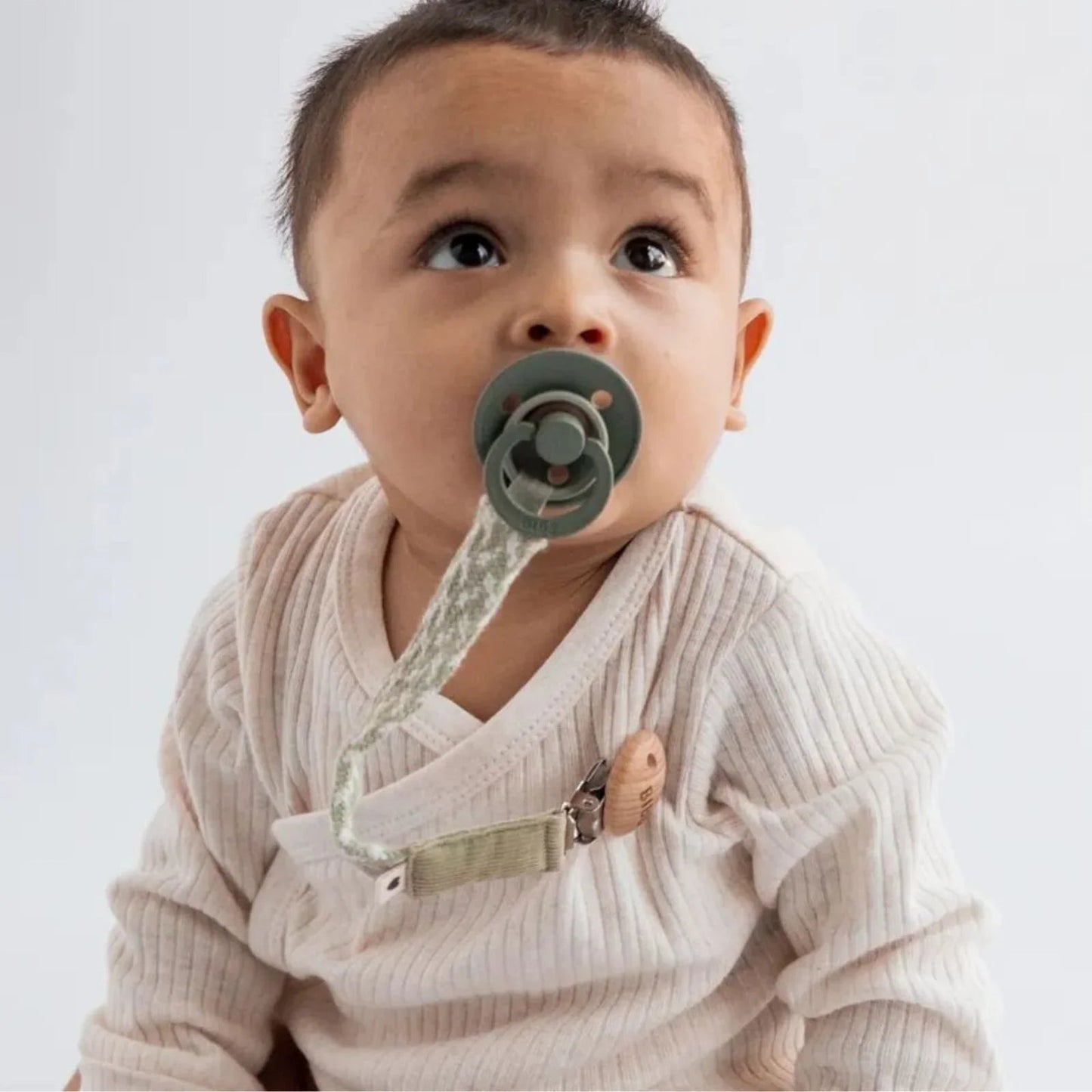 BIBS Soother Clip Braided - Dusty Pink & Baby Pink - mezetto ebebek ebebek