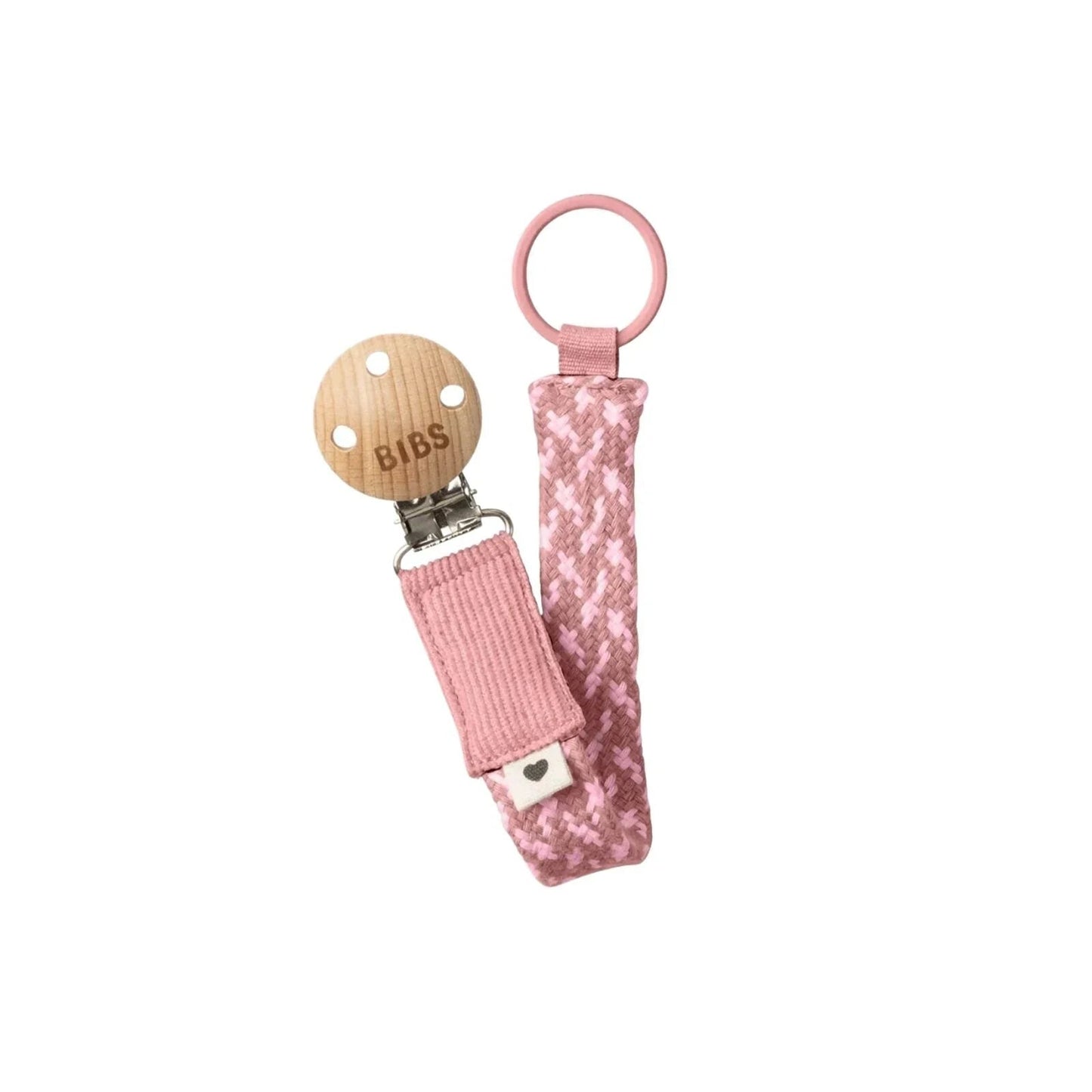 BIBS Soother Clip Braided - Dusty Pink & Baby Pink - mezetto ebebek ebebek