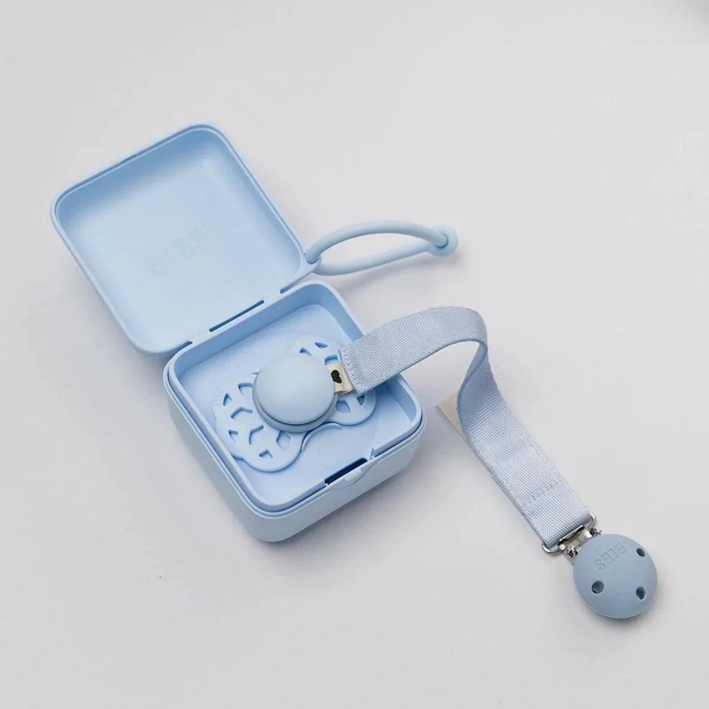 BIBS Soother Clip Ribbon - Dusty Blue - mezetto ebebek ebebek
