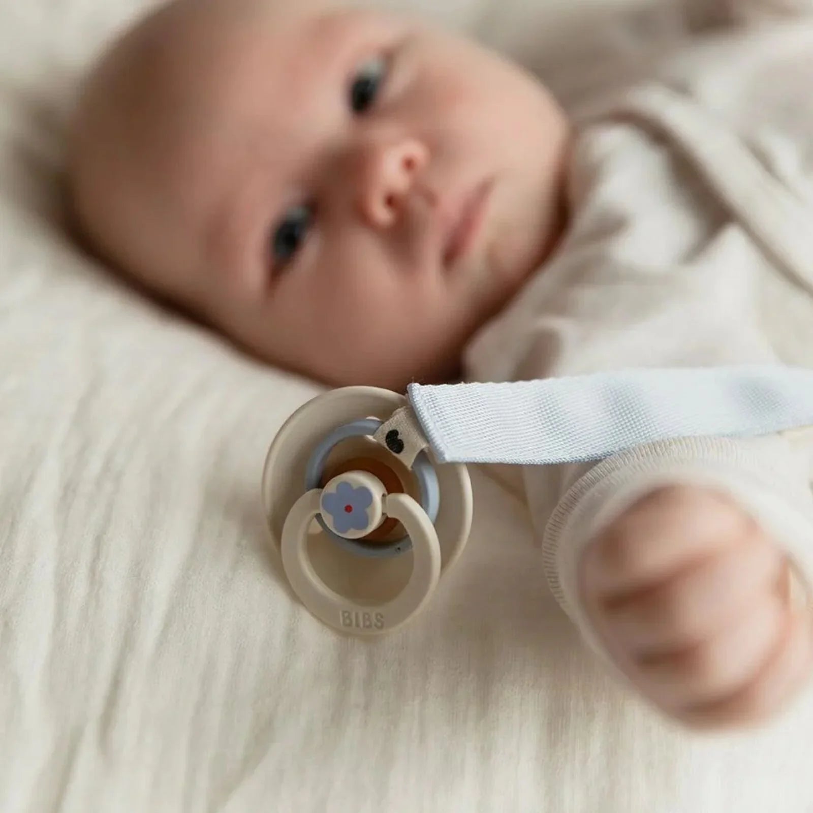 BIBS Soother Clip Ribbon - Dusty Blue - mezetto ebebek ebebek