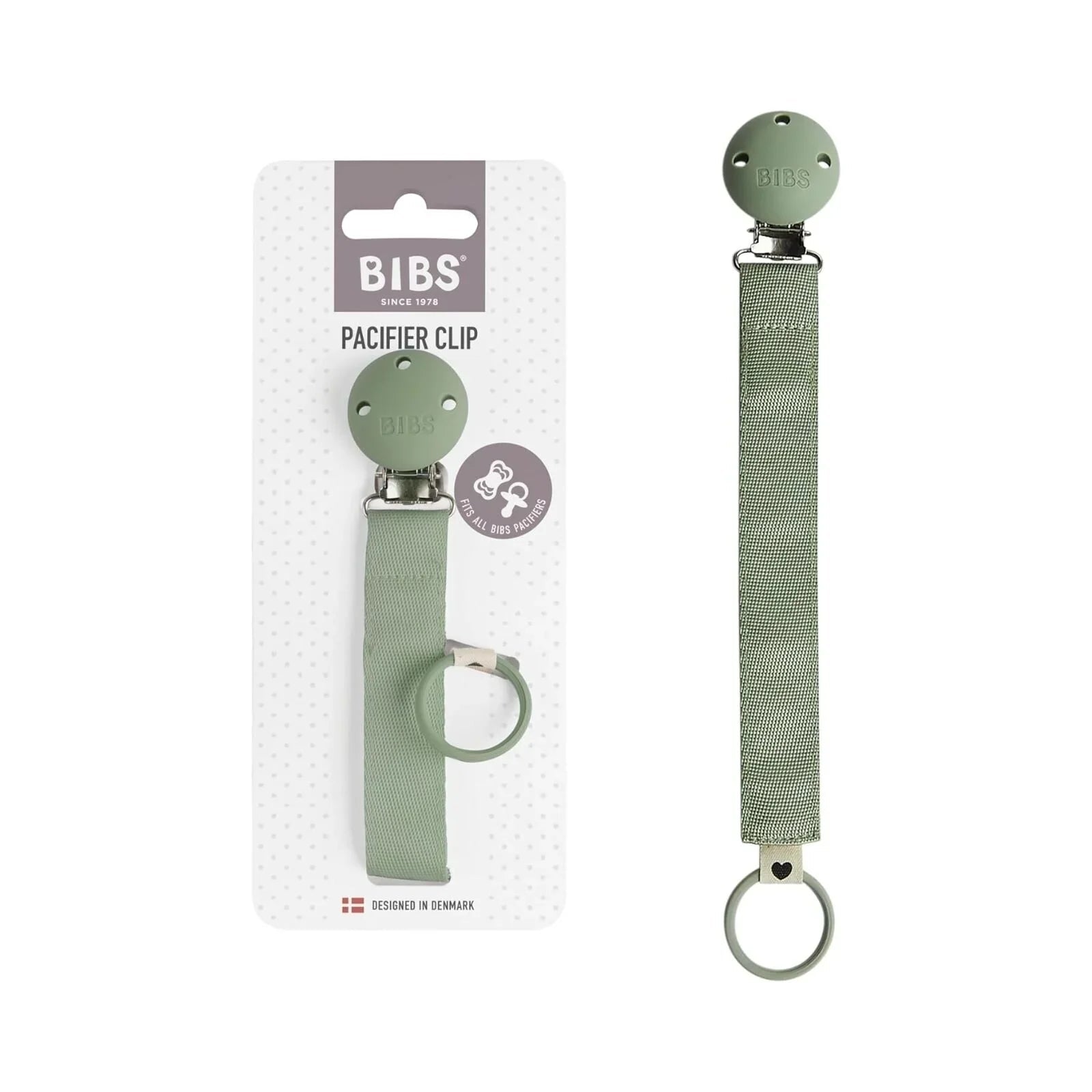 BIBS Soother Clip Ribbon - Sage - mezetto ebebek ebebek