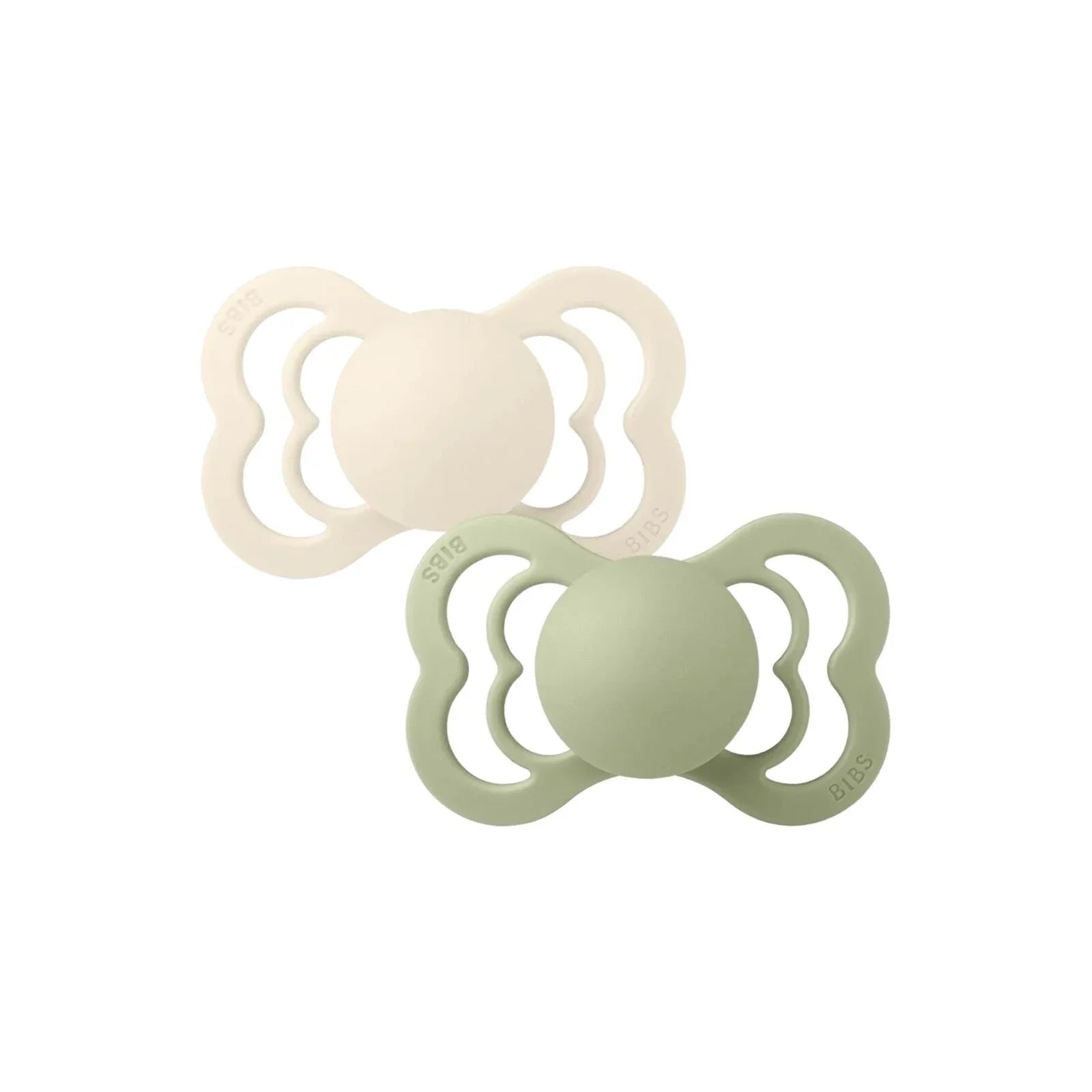 BIBS Supreme Latex Soothers 0 - 6 months Pack of 2 - Ivory & Sage - mezetto ebebek ebebek