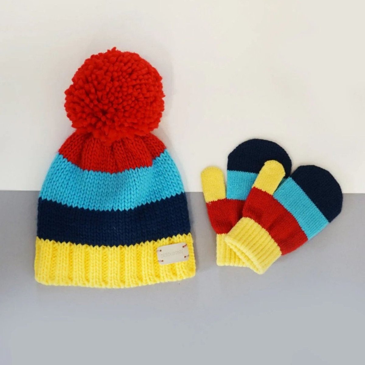 Blade & Rose Bright Striped Mittens 2 - 6 Years Blue/Red/Yellow - mezetto ebebek ebebek