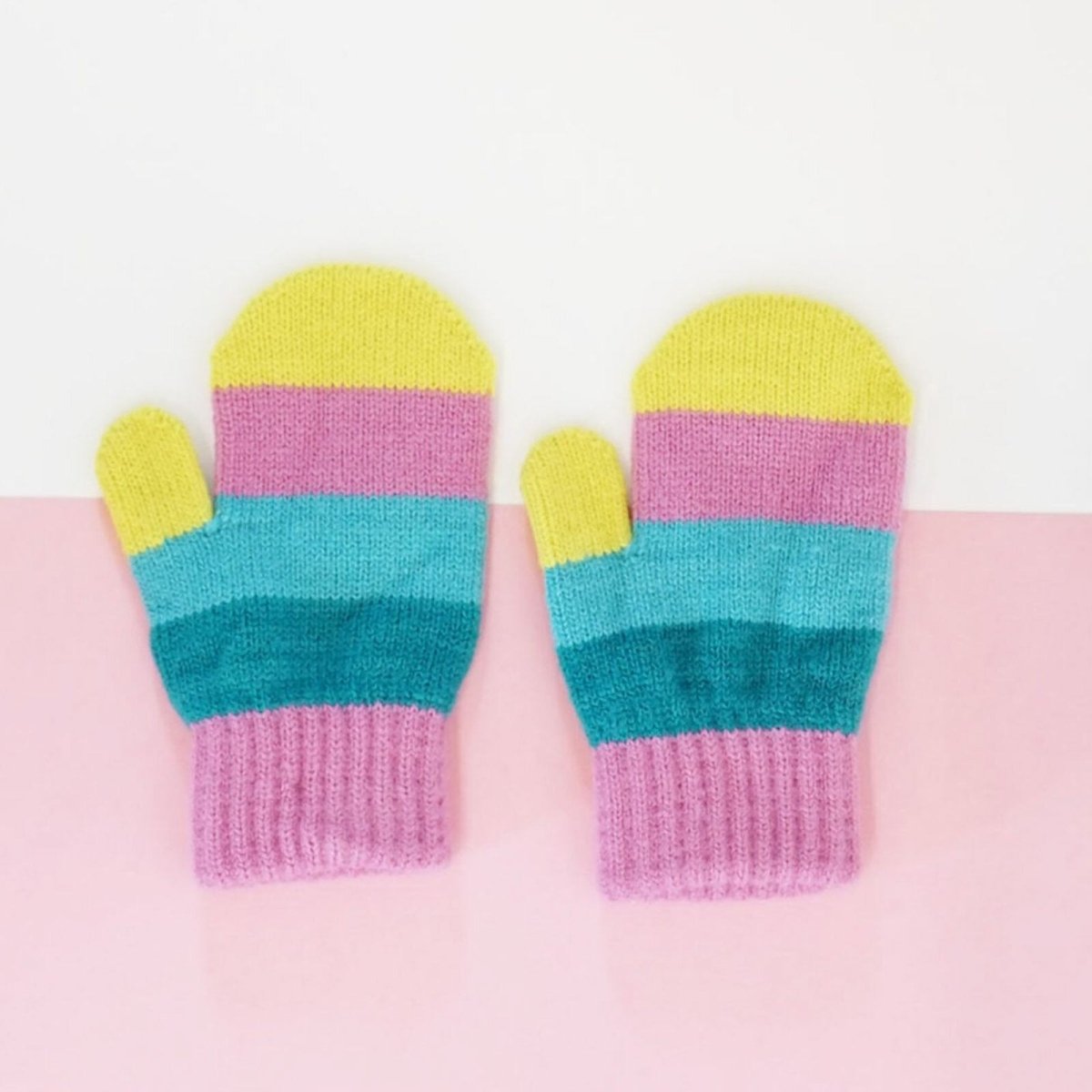 Blade & Rose Bright Striped Mittens 2 - 6 Years Blue/Red/Yellow - mezetto ebebek ebebek