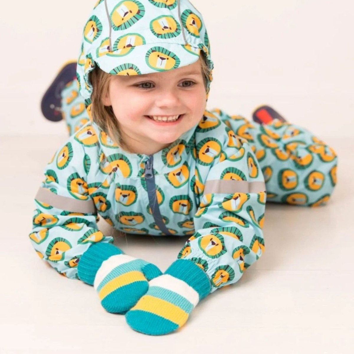Blade & Rose Bright Striped Mittens 2 - 6 Years Blue/Red/Yellow - mezetto ebebek ebebek