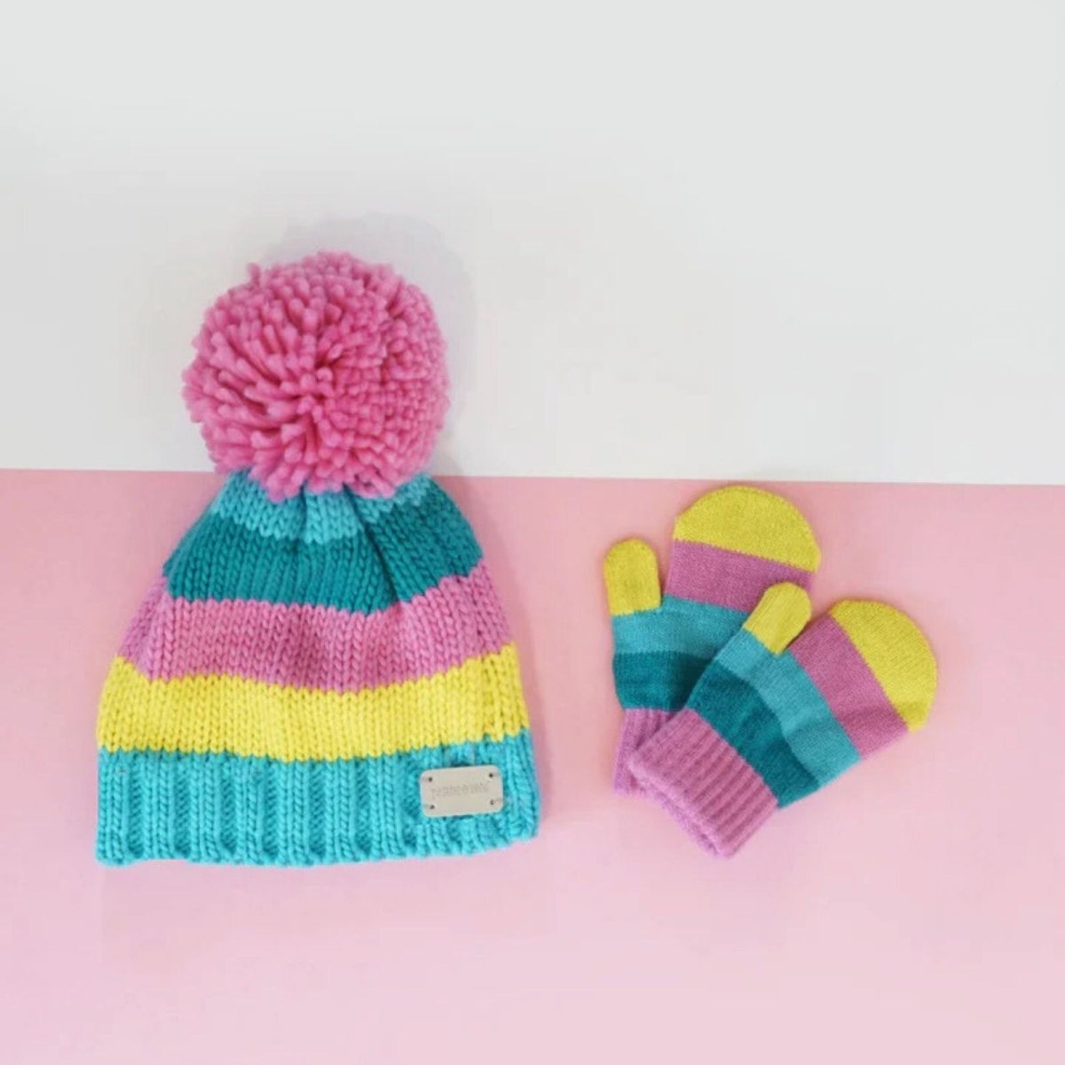 Blade & Rose Bright Striped Mittens 2 - 6 Years Blue/Red/Yellow - mezetto ebebek ebebek