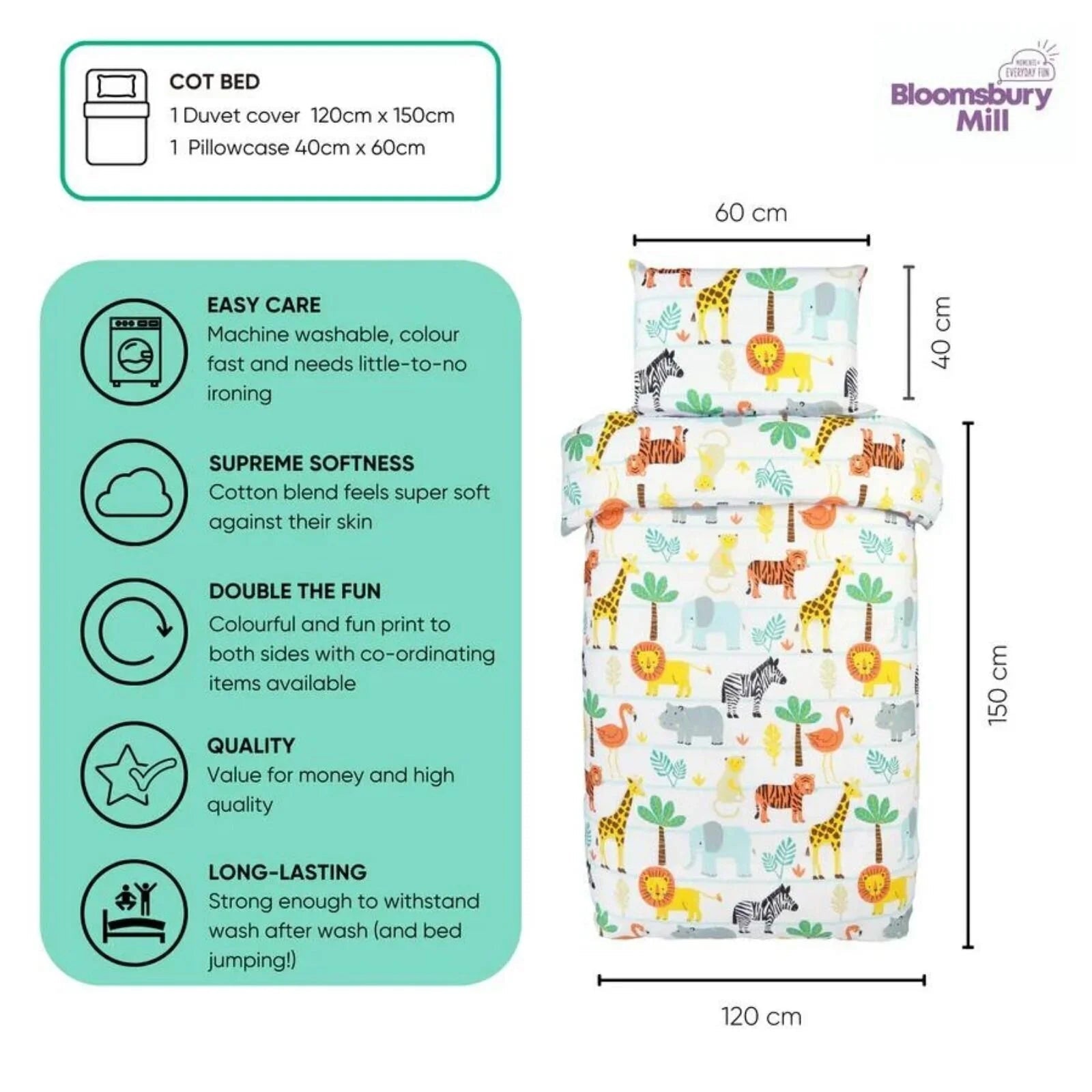 Bloomsbury Mill Single Duvet Set - Safari Adventure - mezetto ebebek ebebek