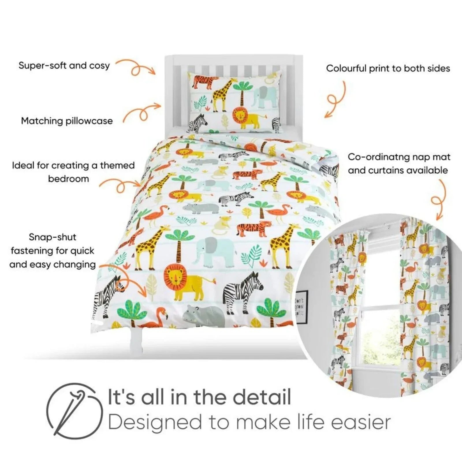 Bloomsbury Mill Single Duvet Set - Safari Adventure - mezetto ebebek ebebek
