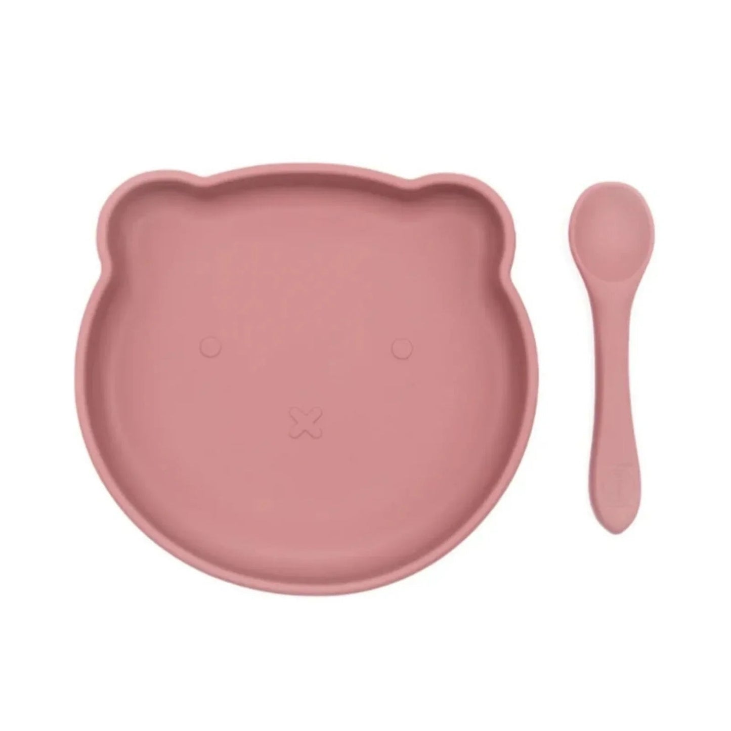 BLW Essentials Bear Plate and Spoon - Dusty Rose - mezetto ebebek ebebek