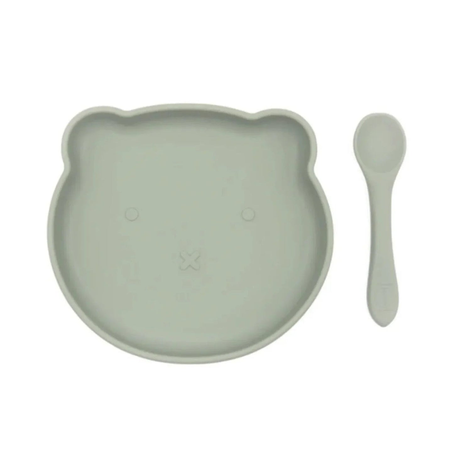 BLW Essentials Bear Plate and Spoon - Sage - mezetto ebebek ebebek