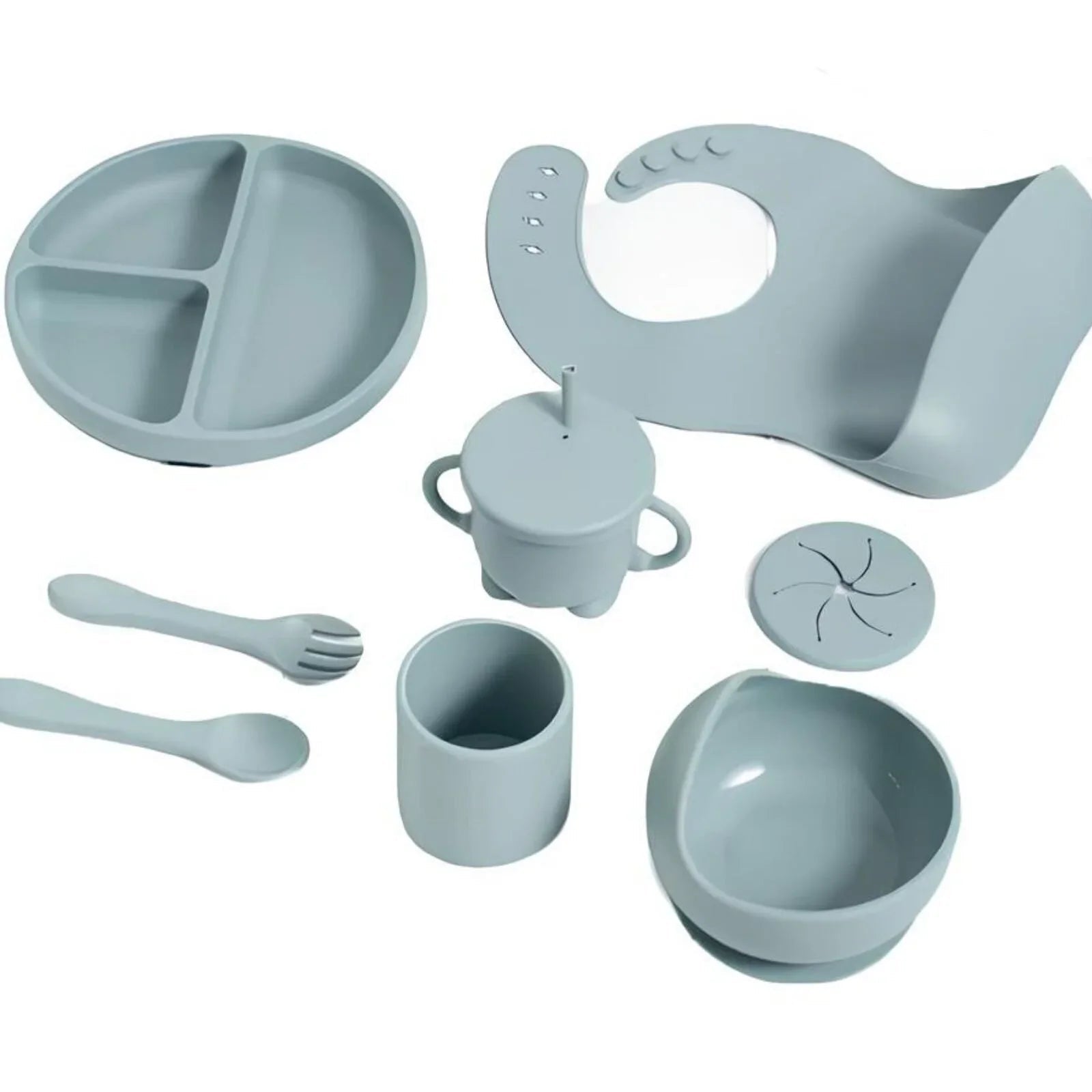 BLW Essentials Silicone Feeding Set - Dusky Blue - mezetto ebebek ebebek