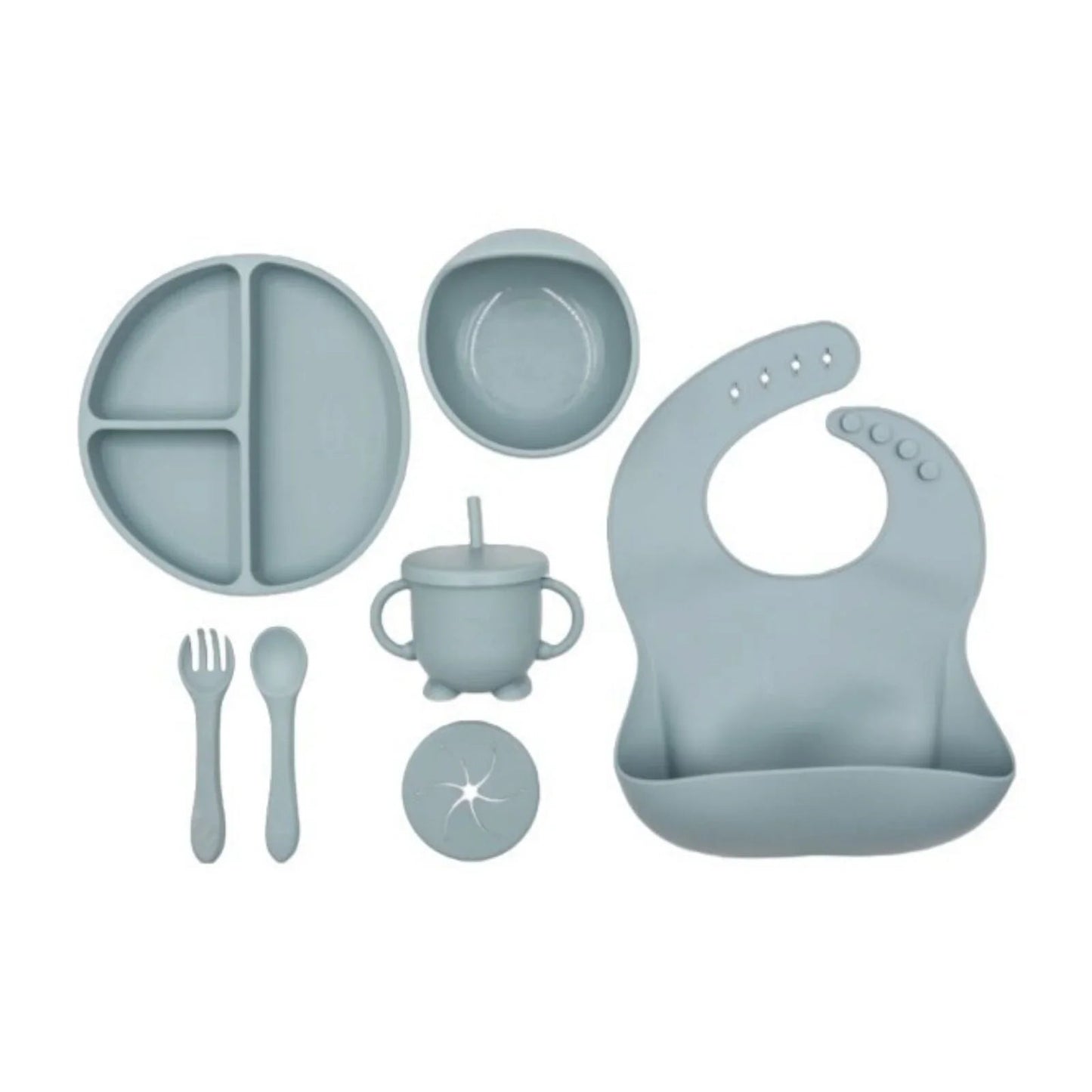 BLW Essentials Silicone Feeding Set - Dusky Blue - mezetto ebebek ebebek