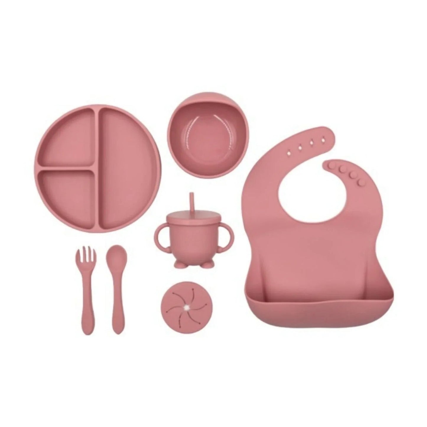 BLW Essentials Silicone Feeding Set - Dusty Rose - mezetto ebebek ebebek