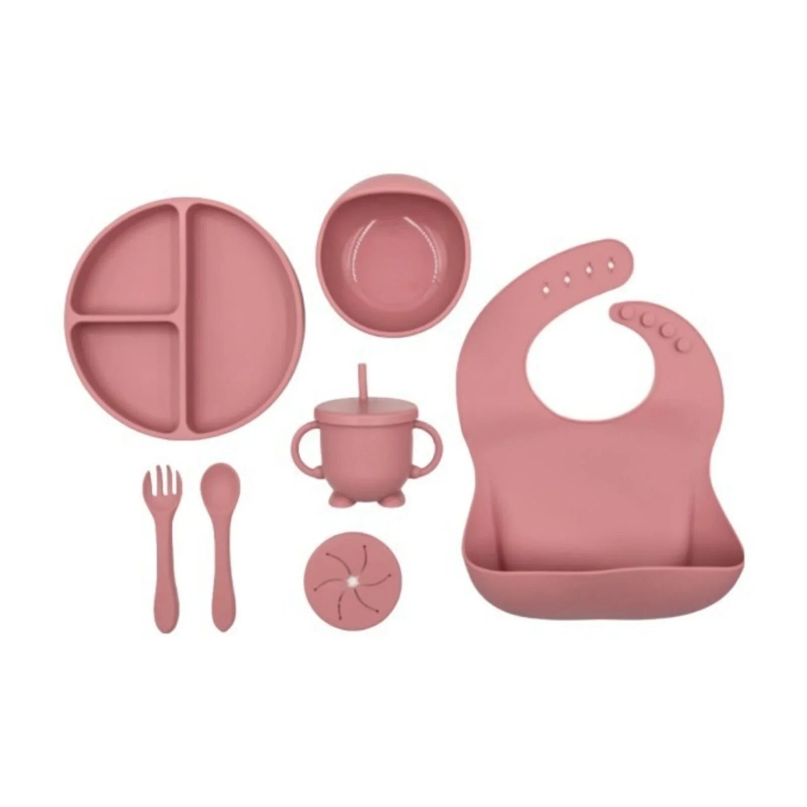 BLW Essentials Silicone Feeding Set - Dusty Rose - mezetto ebebek ebebek