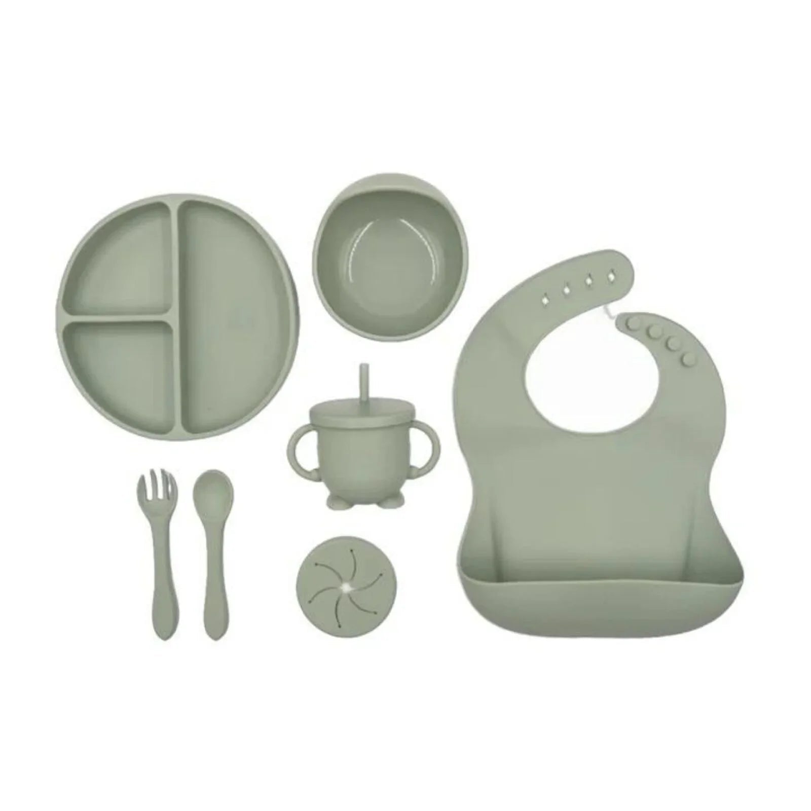 BLW Essentials Silicone Feeding Set - Sage - mezetto ebebek ebebek