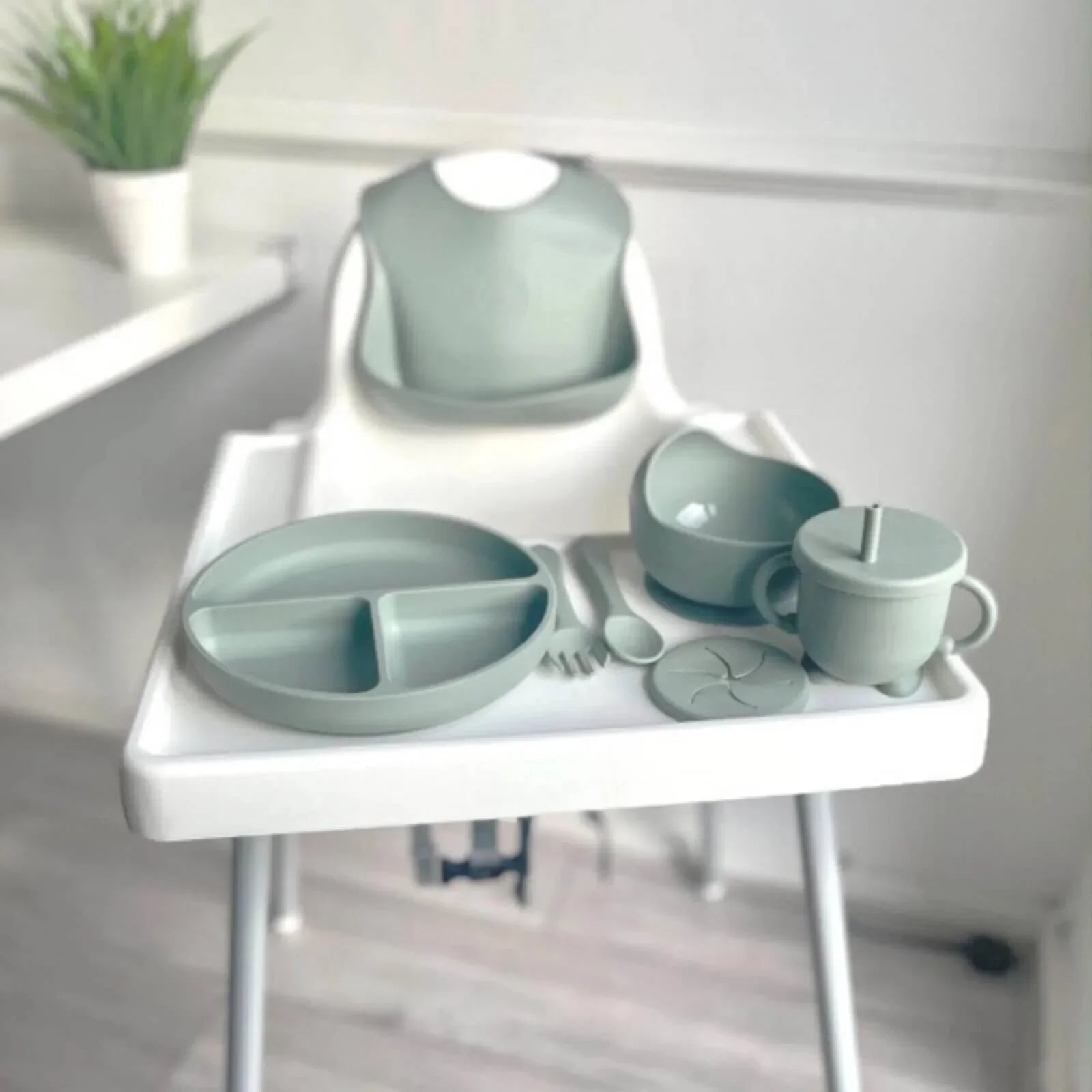 BLW Essentials Silicone Feeding Set - Sage - mezetto ebebek ebebek