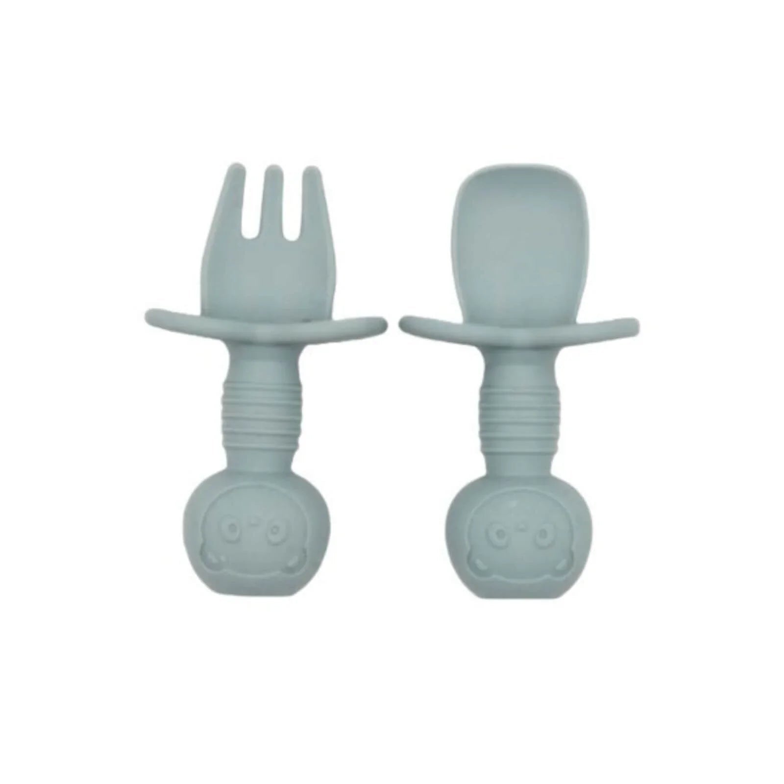 BLW Essentials Silicone Training Cutlery Set - Dusky Blue - mezetto ebebek ebebek