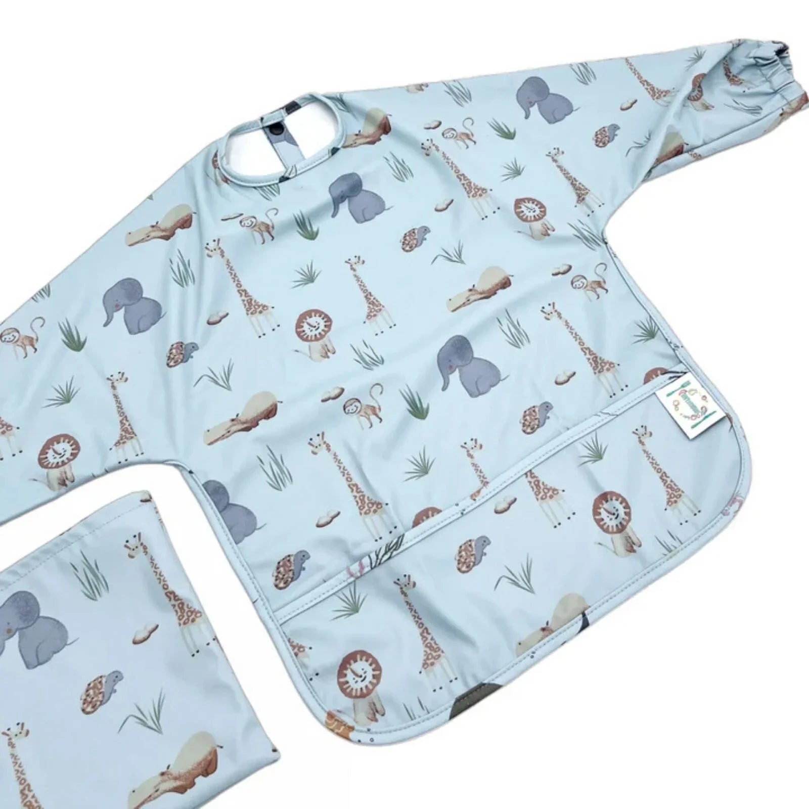BLW Essentials Waterproof Long Sleeved Coverall Bib - Blue - mezetto ebebek ebebek