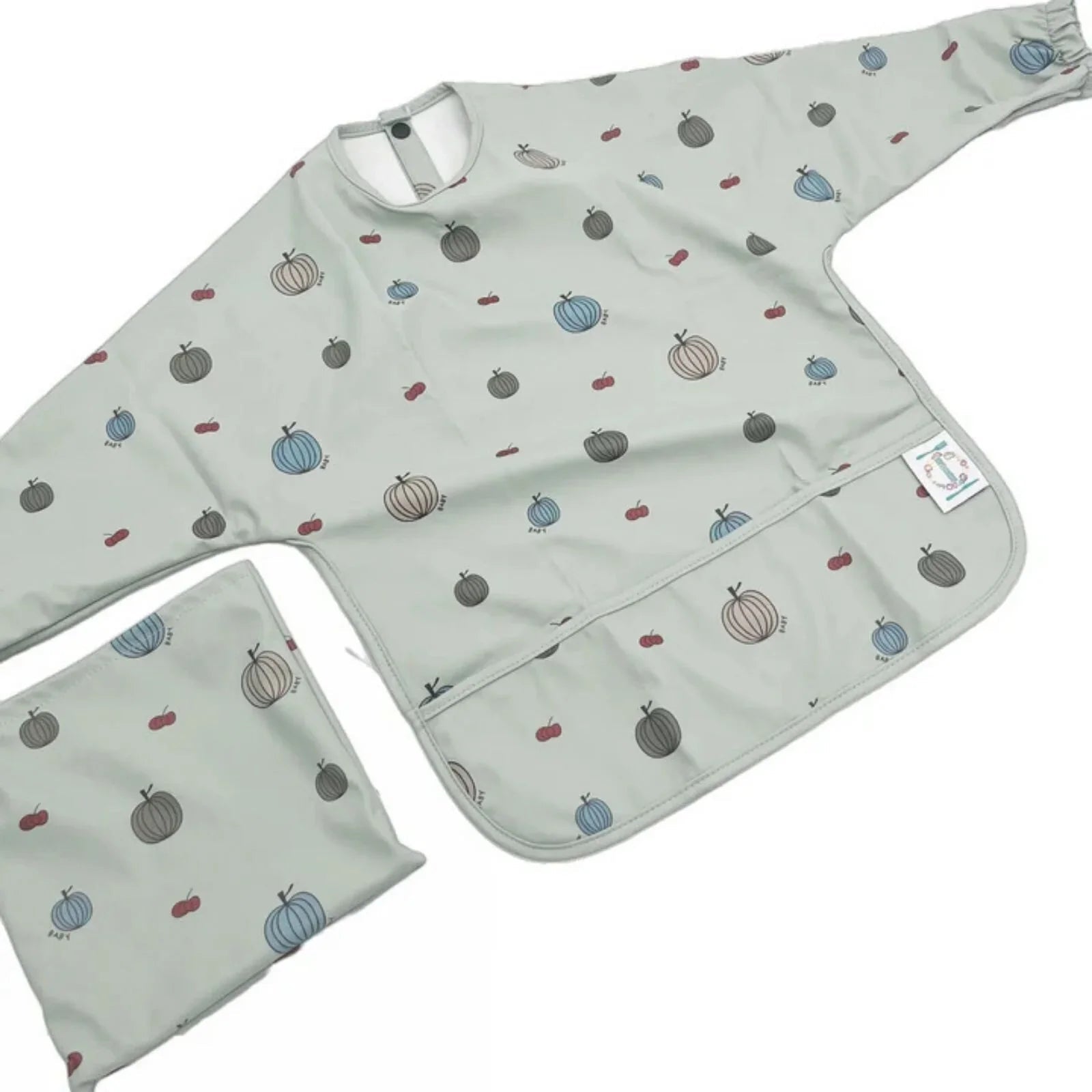 BLW Essentials Waterproof Long Sleeved Coverall Bib - Green - mezetto ebebek ebebek