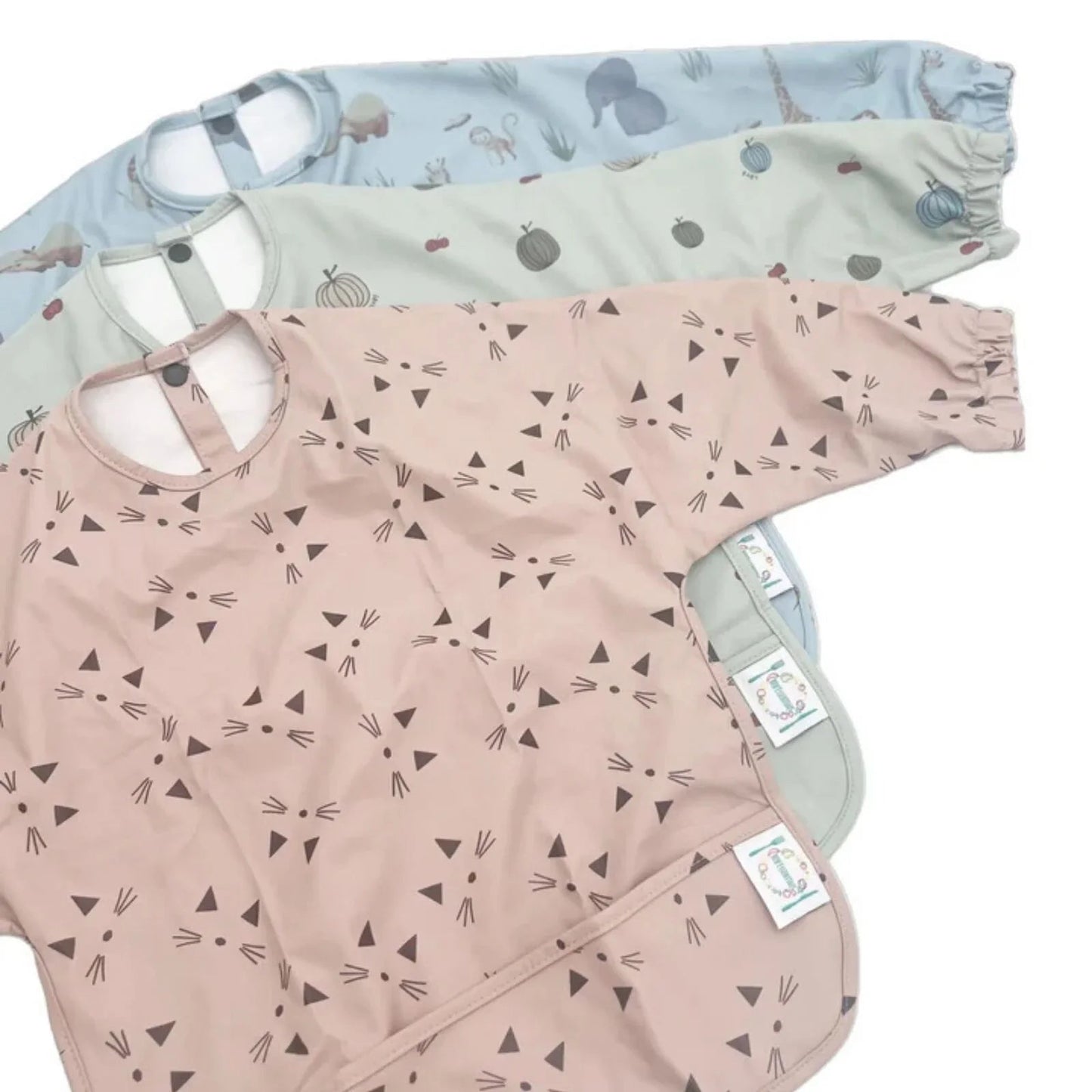 BLW Essentials Waterproof Long Sleeved Coverall Bib - Pink - mezetto ebebek ebebek