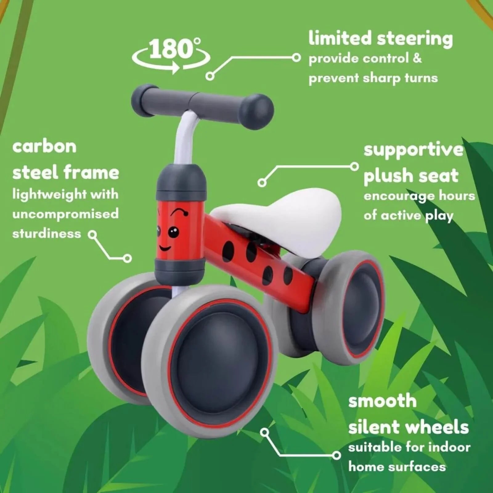 BOLDCUBE Baby Balance Bike - Red - mezetto ebebek ebebek