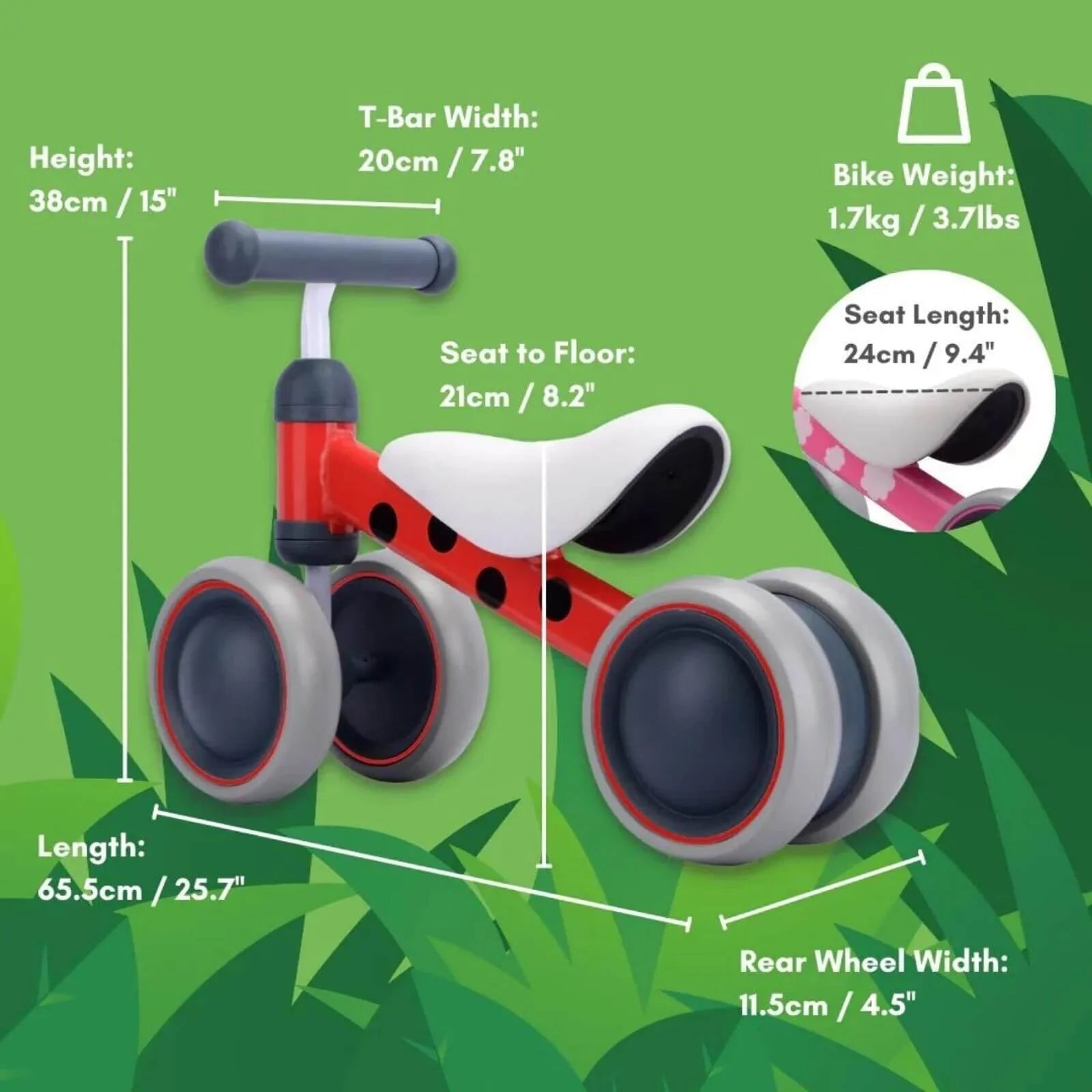 BOLDCUBE Baby Balance Bike - Red - mezetto ebebek ebebek