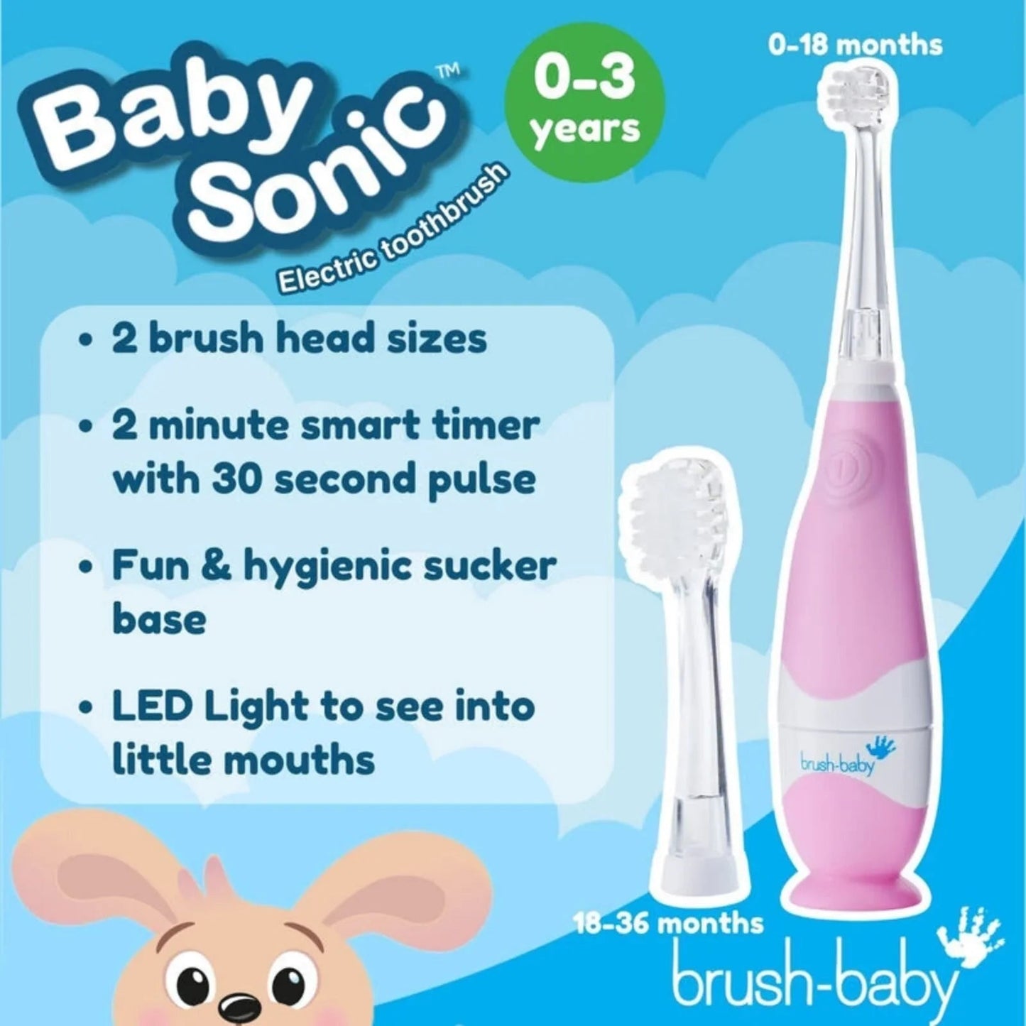 brush - baby BabySonic Electric Toothbrush 0 - 3 years - Pink - mezetto ebebek ebebek