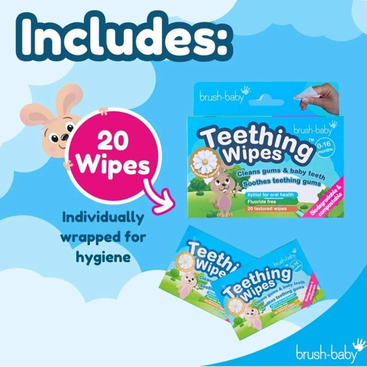 brush - baby Biodegradable Teething Wipes From Birth - mezetto ebebek ebebek