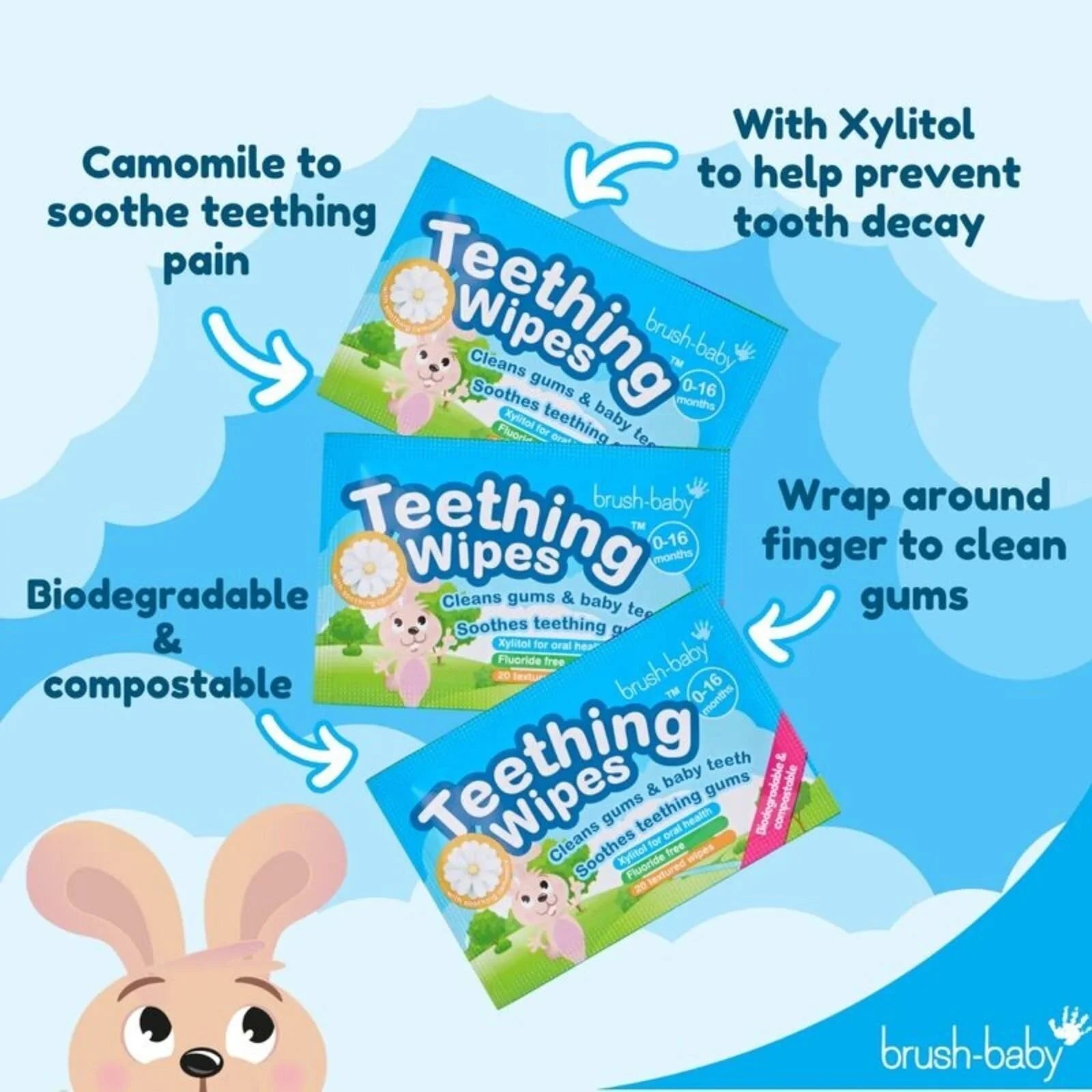 brush - baby Biodegradable Teething Wipes From Birth - mezetto ebebek ebebek