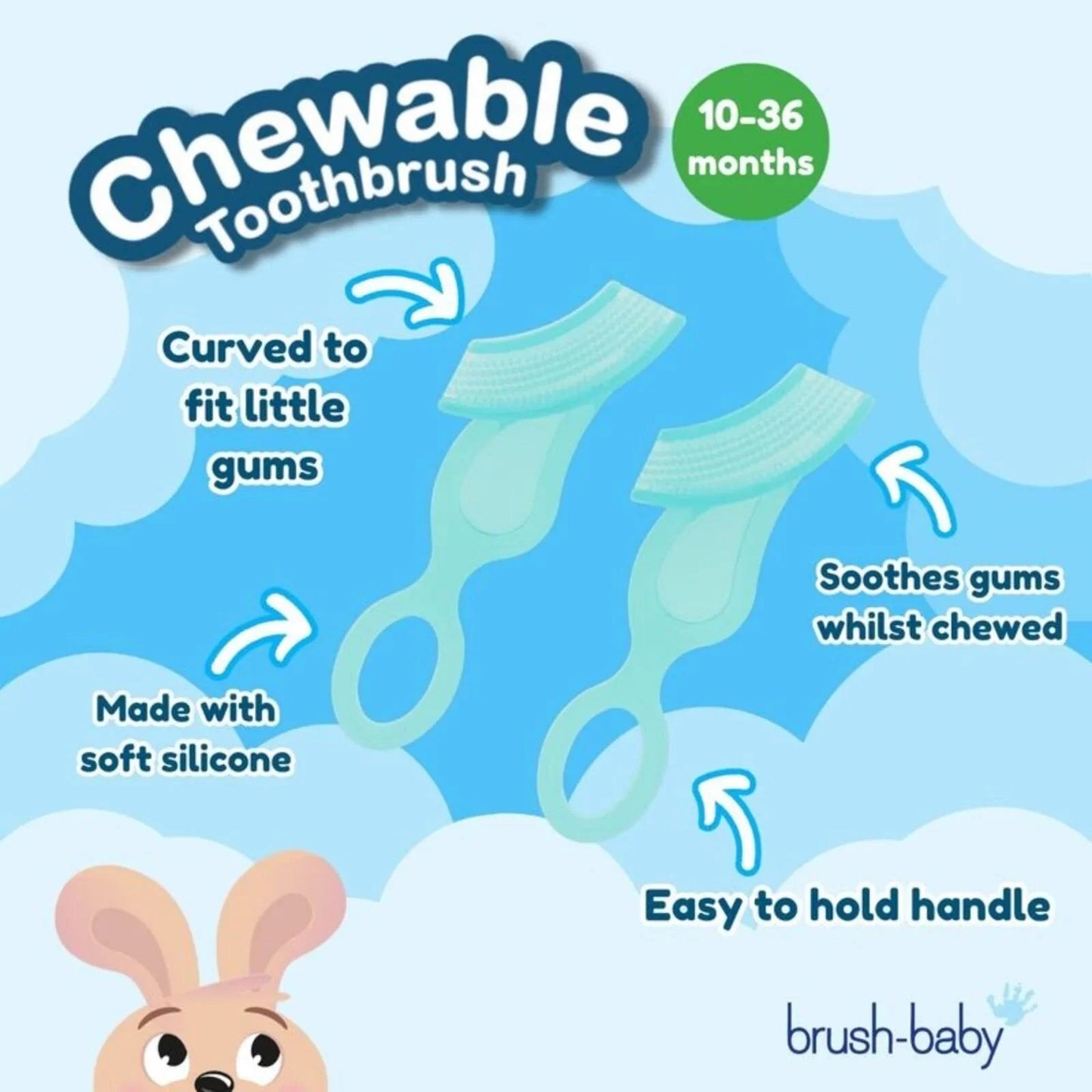 brush - baby Chewable Toothbrush Pack of 2 - Teal - mezetto ebebek ebebek