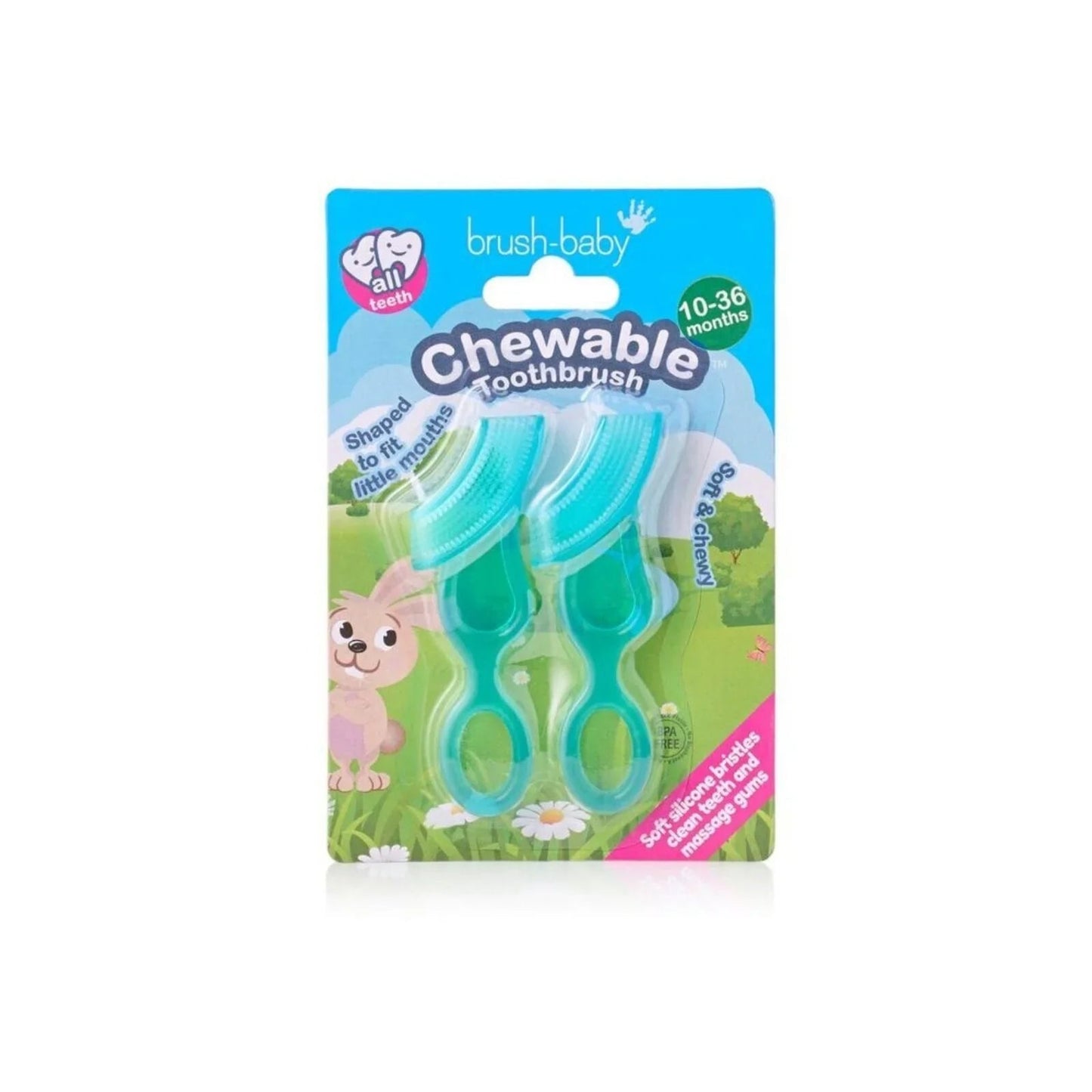 brush - baby Chewable Toothbrush Pack of 2 - Teal - mezetto ebebek ebebek
