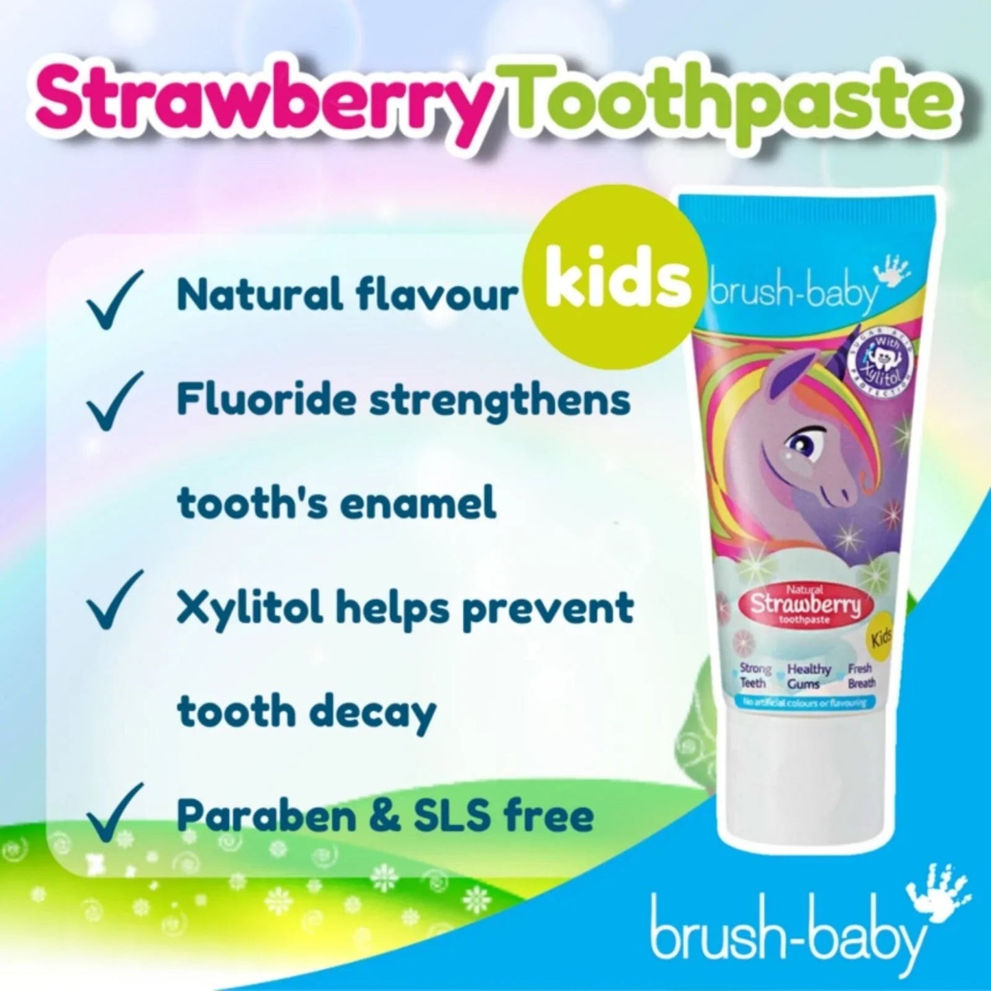brush - baby Strawberry Toothpaste 3+ years 50ml - mezetto ebebek ebebek