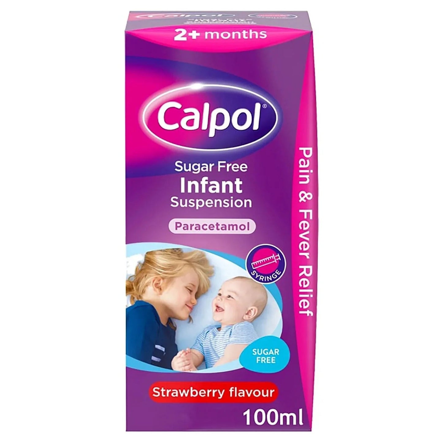 Calpol Sugar Free Infant Suspension Paracetamol Strawberry Flavour 100ml - mezetto ebebek ebebek