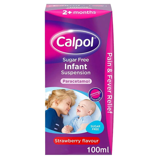 Calpol Sugar Free Infant Suspension Paracetamol Strawberry Flavour 100ml - mezetto ebebek ebebek