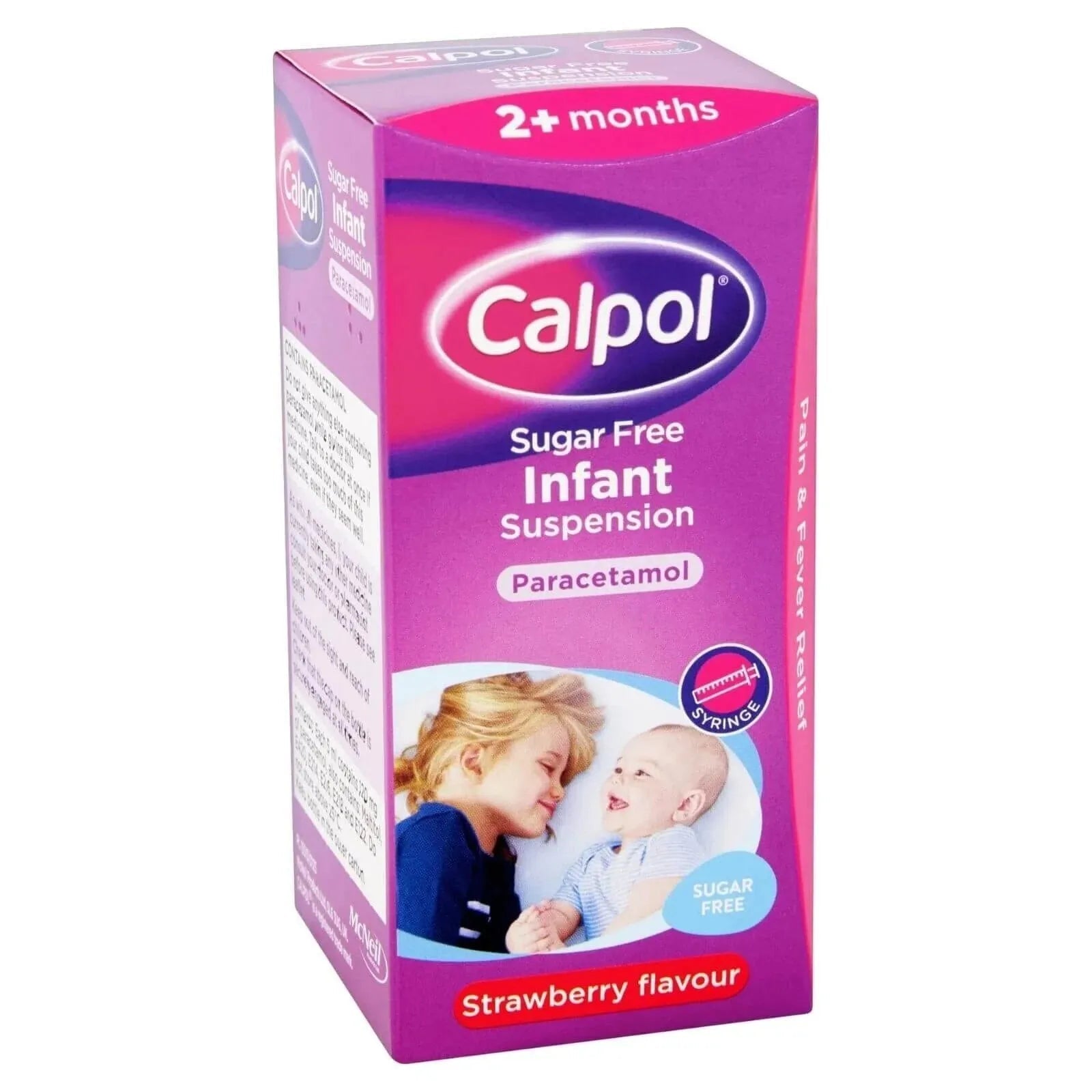 Calpol Sugar Free Infant Suspension Paracetamol Strawberry Flavour 100ml - mezetto ebebek ebebek